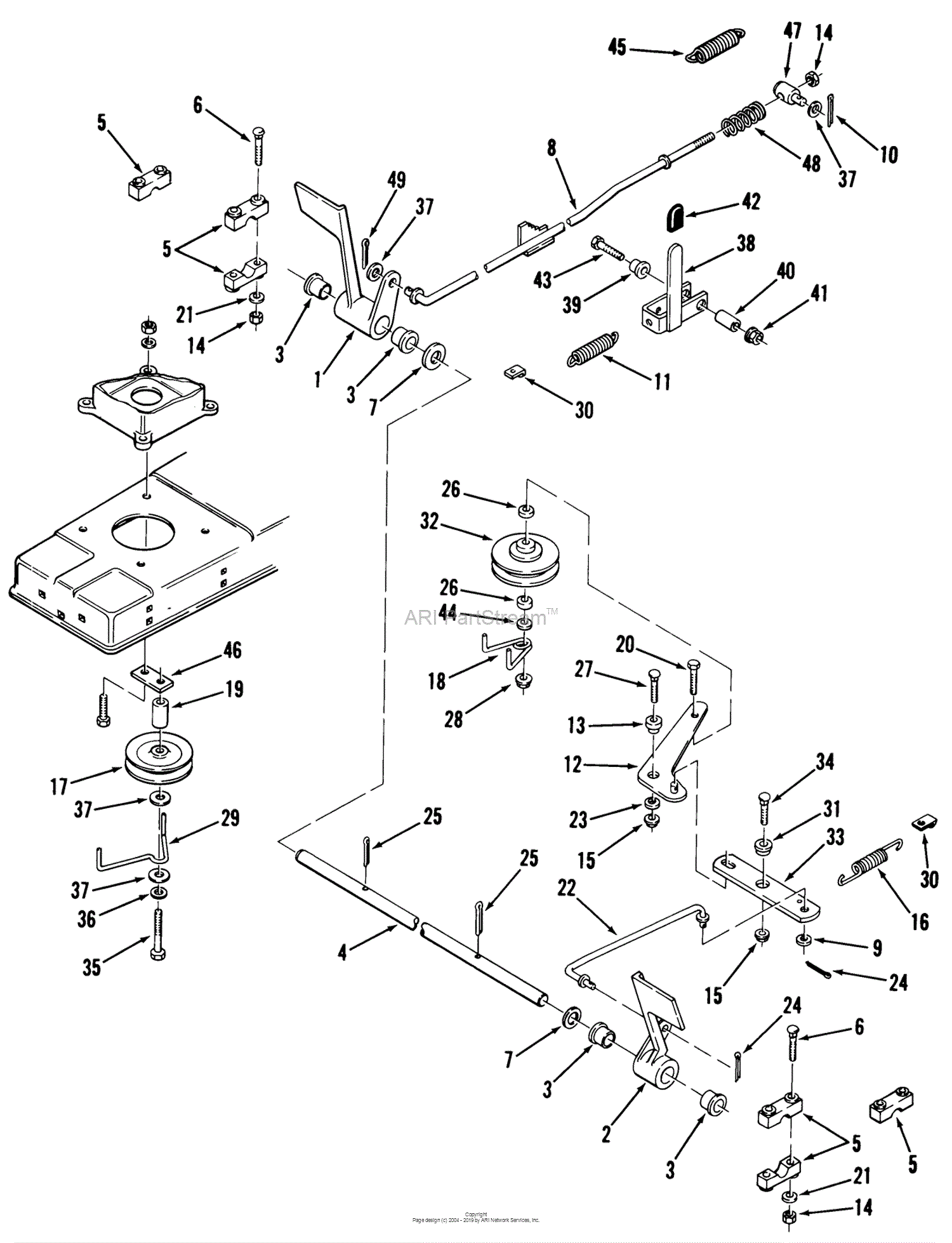 Toro 02-11BP02, B-115 5-Speed Tractor, 1980 Parts Diagram for BRAKE AND ...