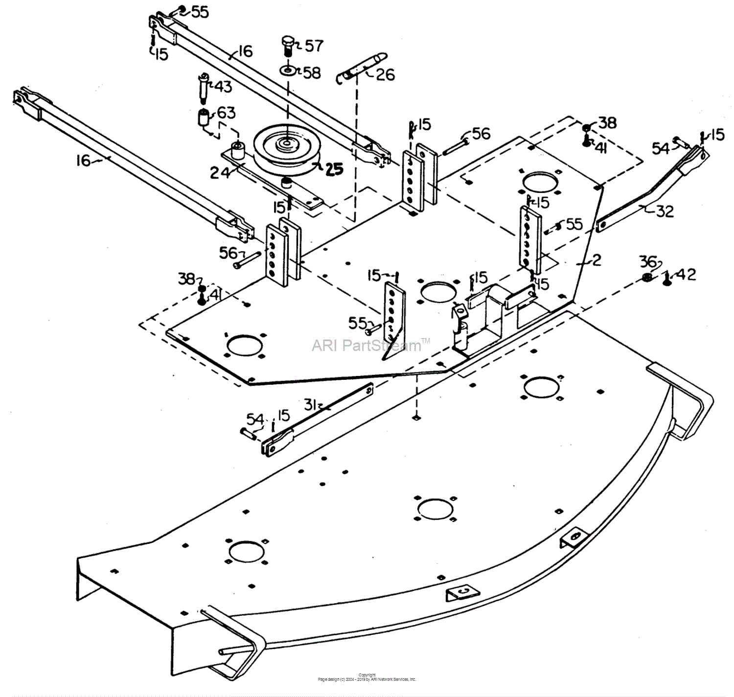 Toro 08-18BE01, 5018 Dixie Chopper ZRT, 1985 Parts Diagram for MOWER MOUNT
