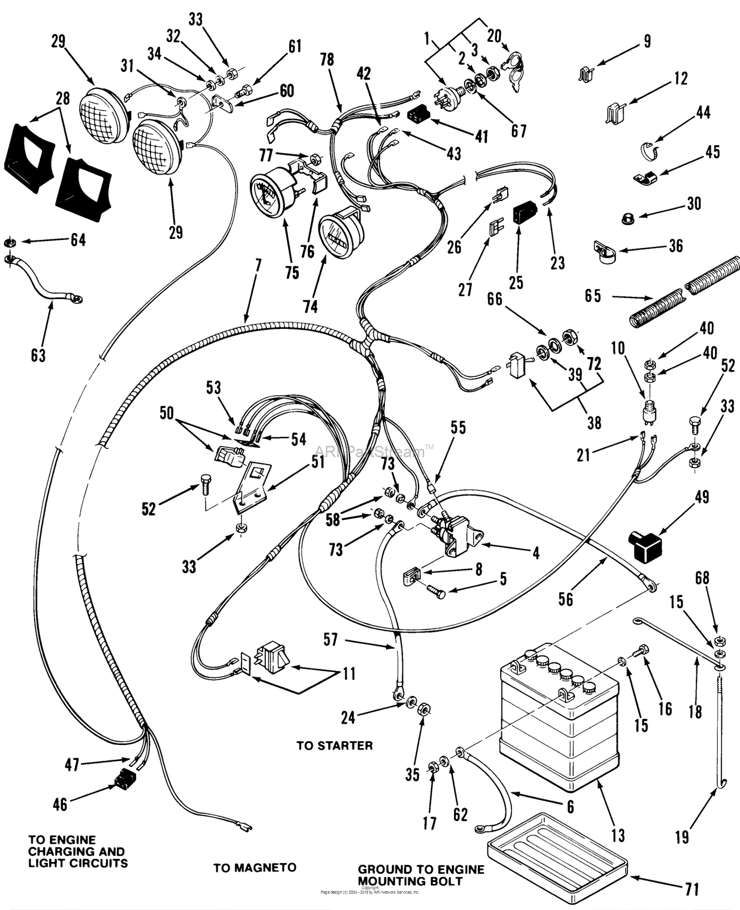 Toro 22-11B301, 211-3 Tractor, 1985 Parts Diagram for ELECTRICAL SYSTEM