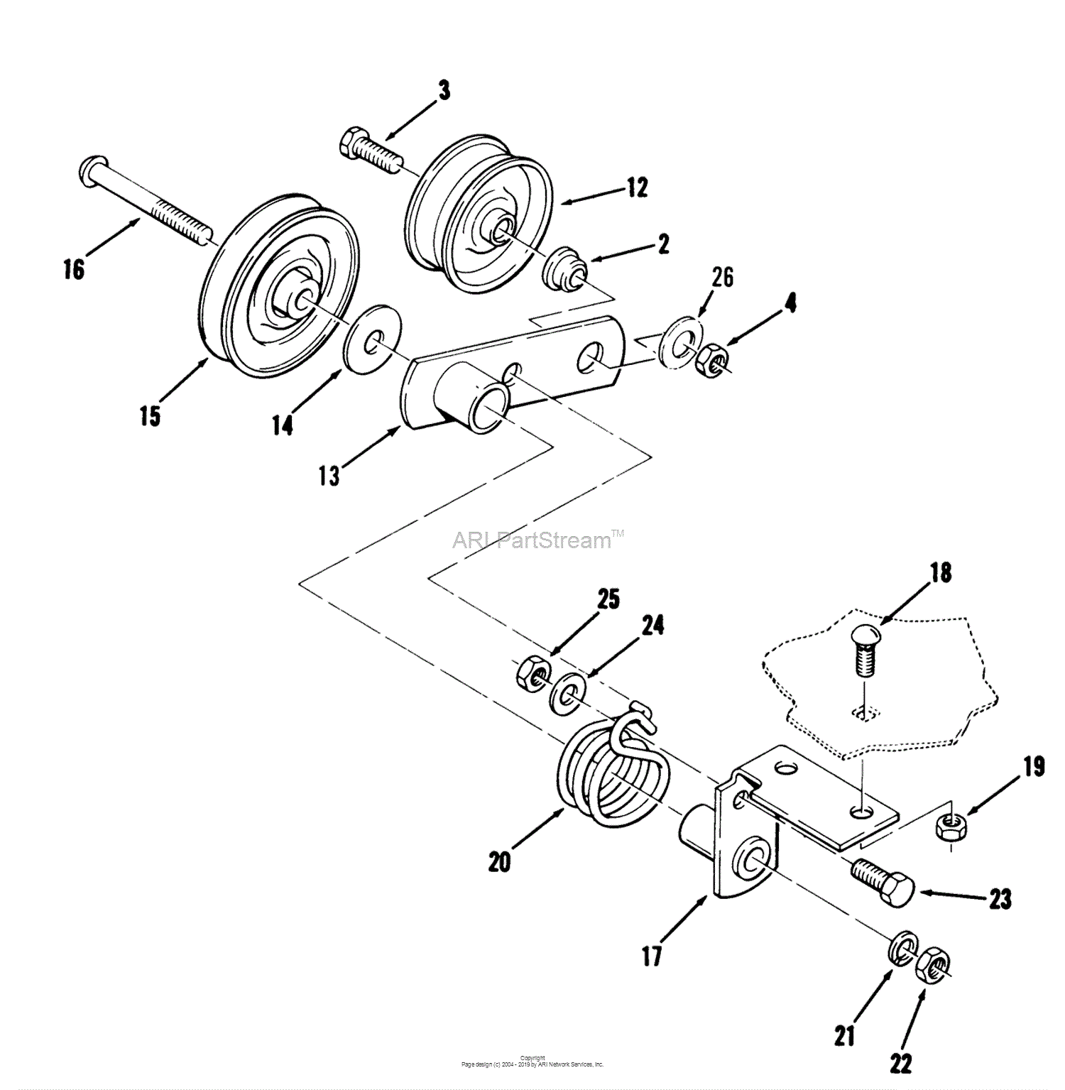 Toro 22-13KE01, 252-H Tractor, 1988 Parts Diagram for CLUTCH, BRAKE AND ...