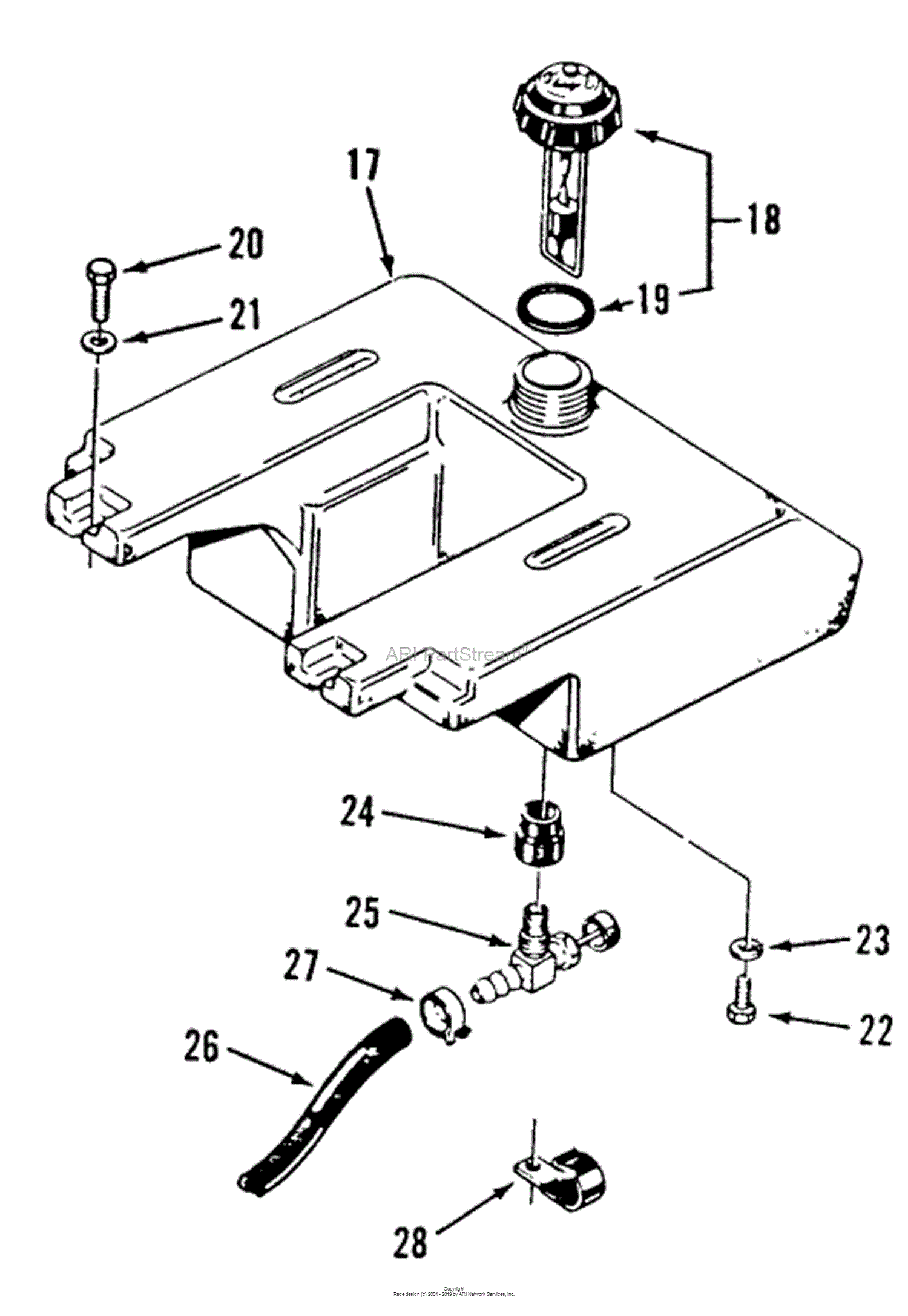 Toro E1-12K801, 312-8 Garden Tractor, 1988 Parts Diagram for FUEL ...