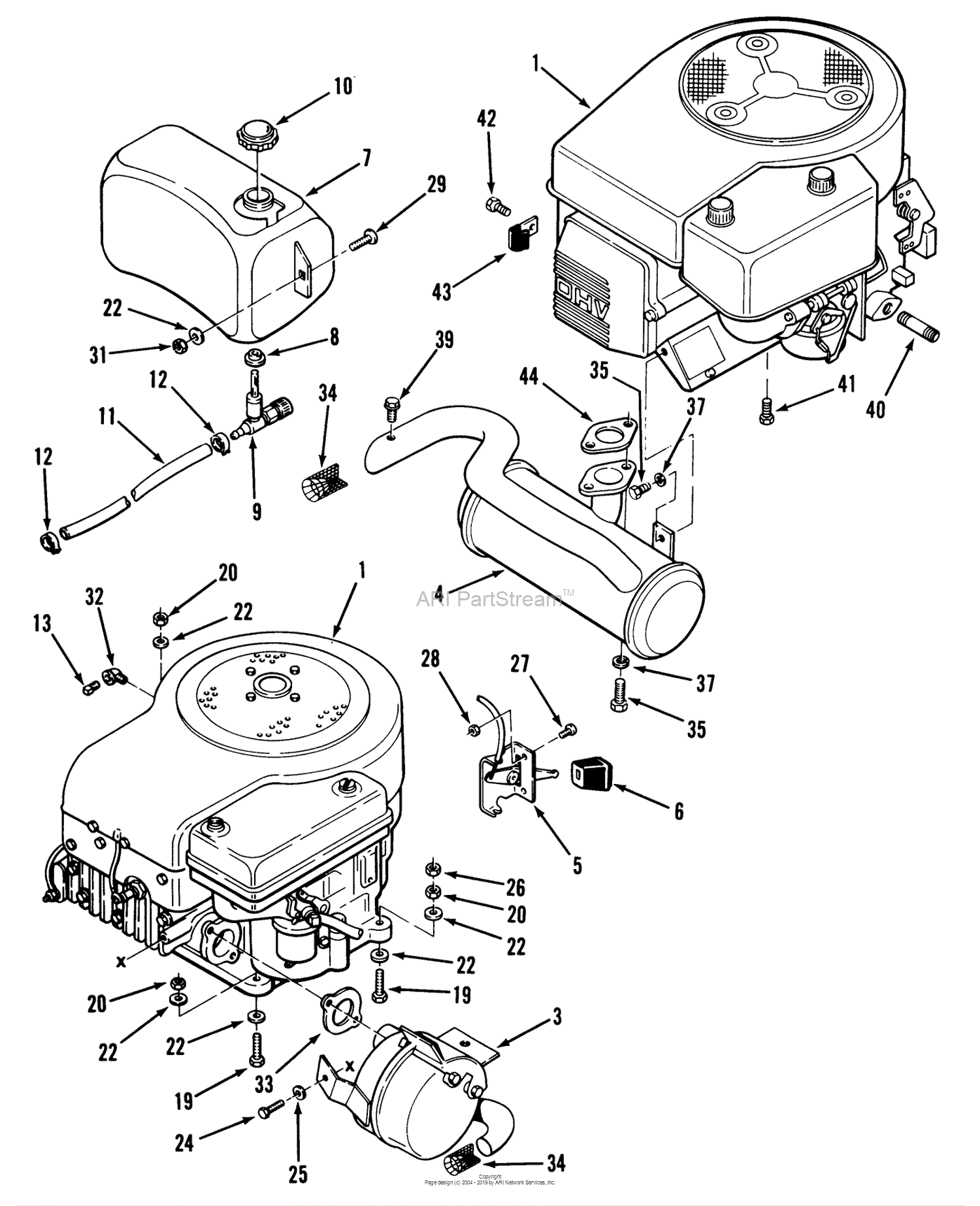 Toro 32-10B501, 210-5 Tractor, 1990 Parts Diagram for ENGINE, FUEL ...