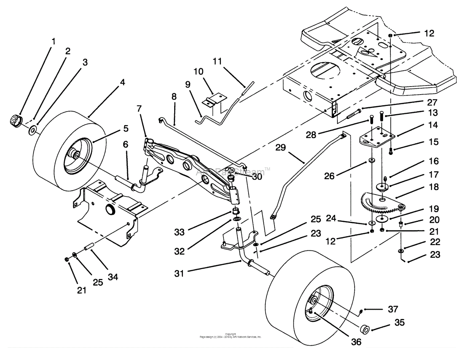 Toro 71191, 13-38HXL Lawn Tractor, 1995 (SN 5900001-5910000) Parts ...