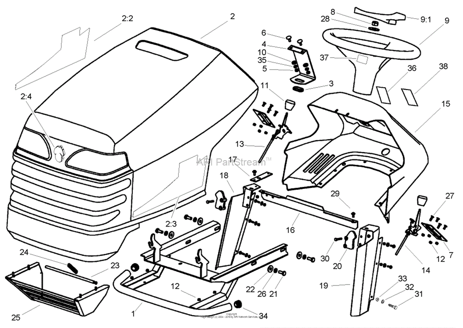 Toro 74590, 190-DH Lawn Tractor, 2004 (SN 240000001-240999999) Parts