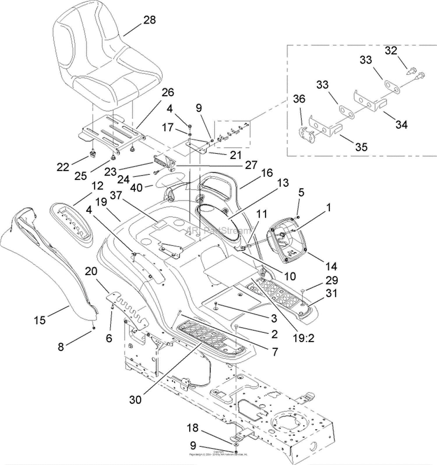 Toro 14AP80RP744, GT2100 Garden Tractor, 2006 (SN 1A136H30000-) Parts ...