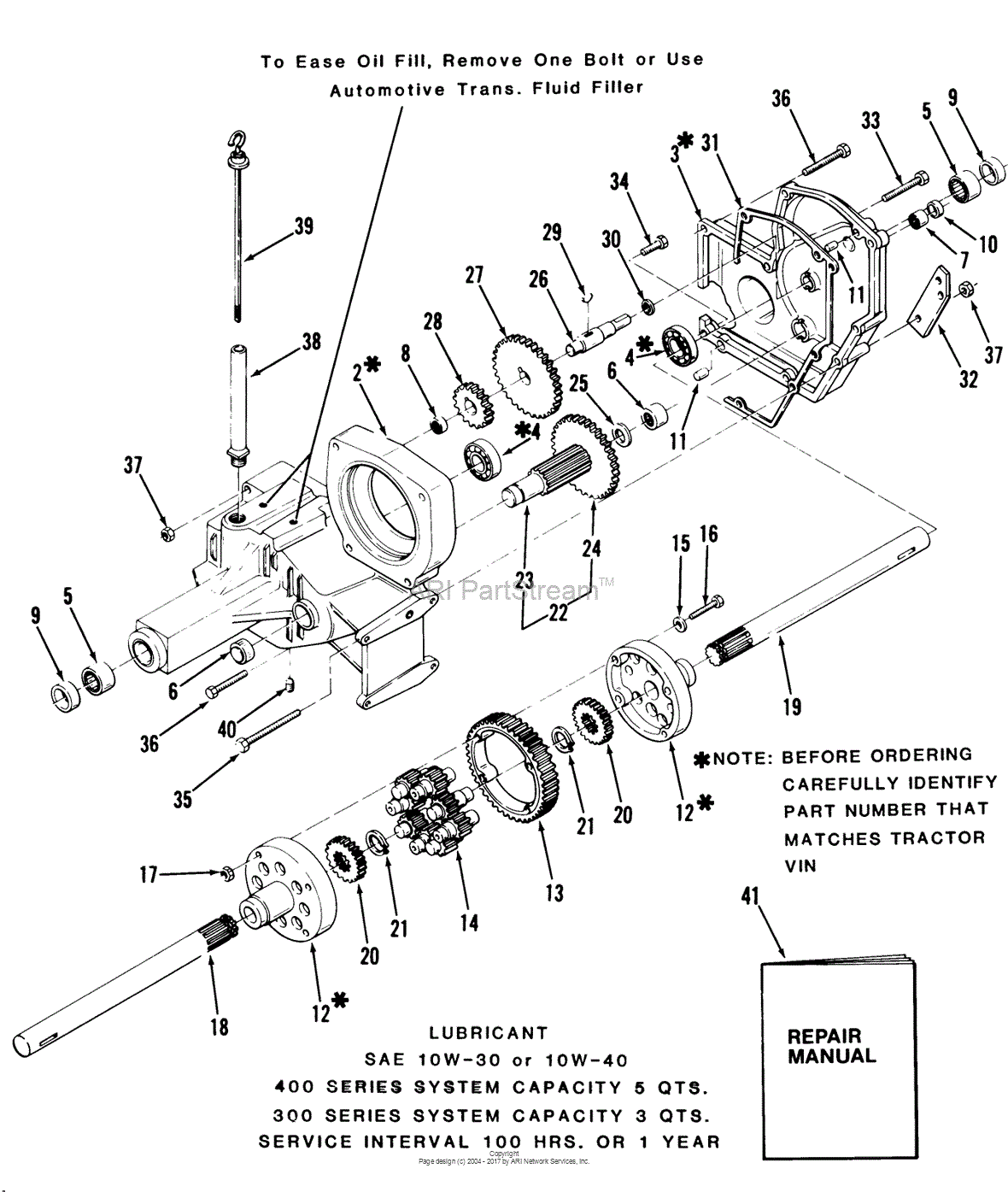 Toro 31-20KE01, 420-LSE Automatic Tractor, 1986 Parts Diagram for TRANSAXLE