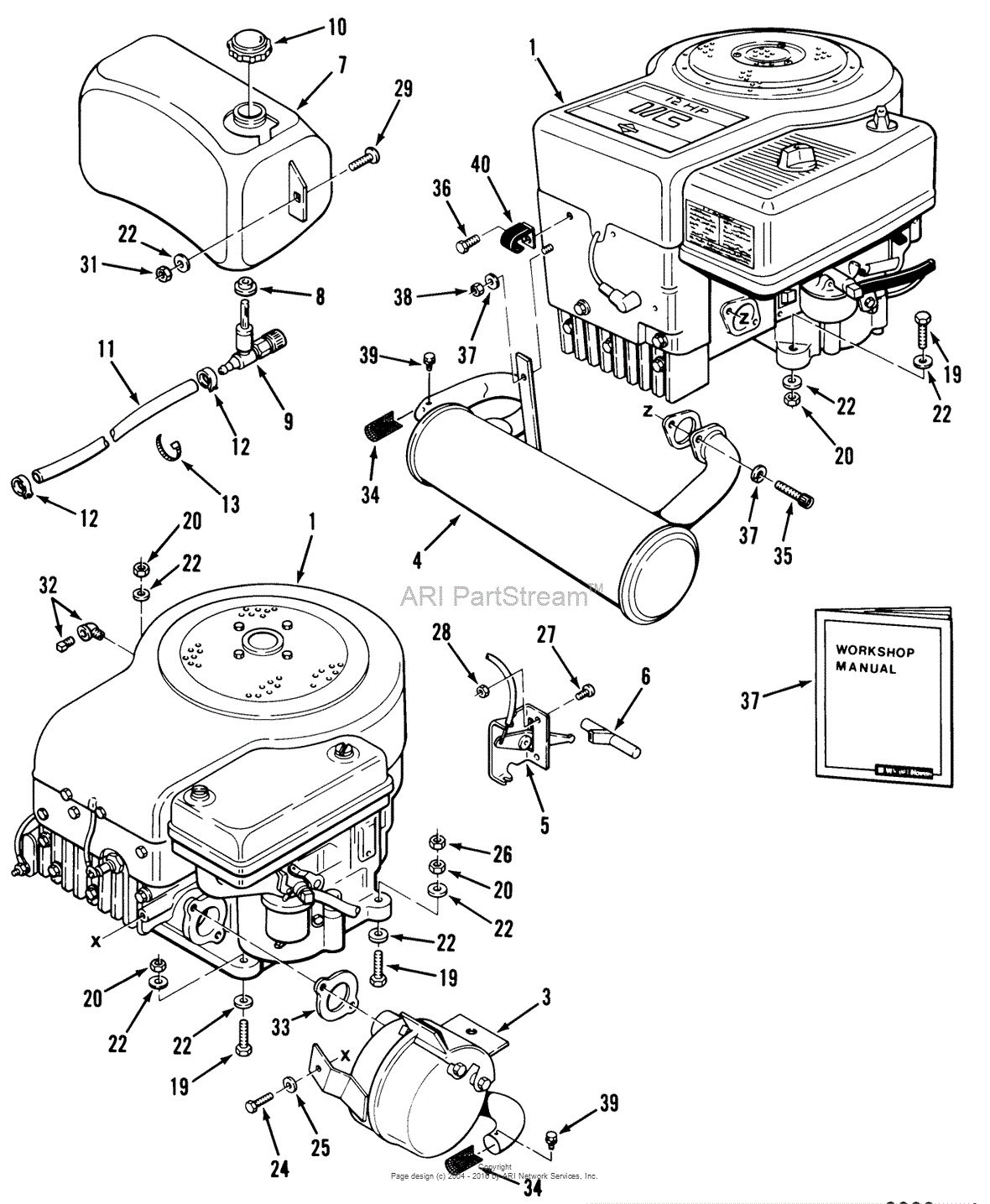 Toro 42-11B501, 211-5 Tractor, 1989 Parts Diagram for ENGINE, FUEL ...