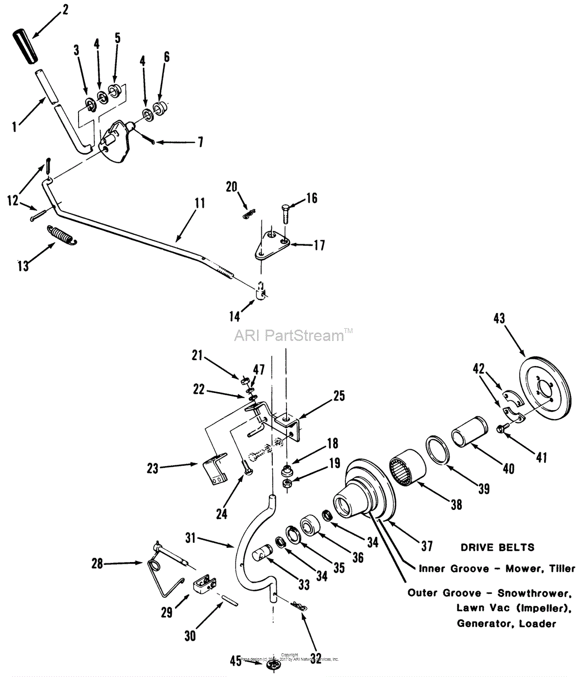 Toro 4120OE01, 520H Garden Tractor, 1990 Parts Diagram for PTO CLUTCH