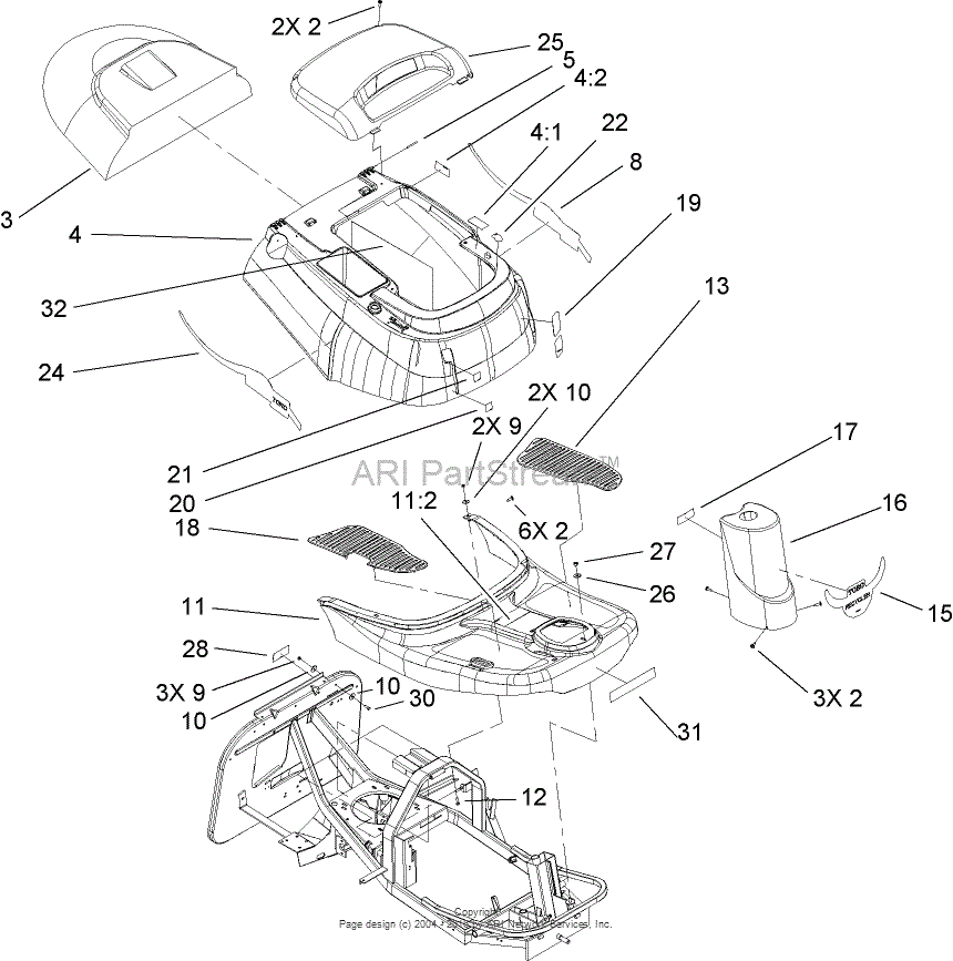 Toro 70186, H132 Rear-Engine Riding Mower, 2006 (SN 260000001-260999999 ...