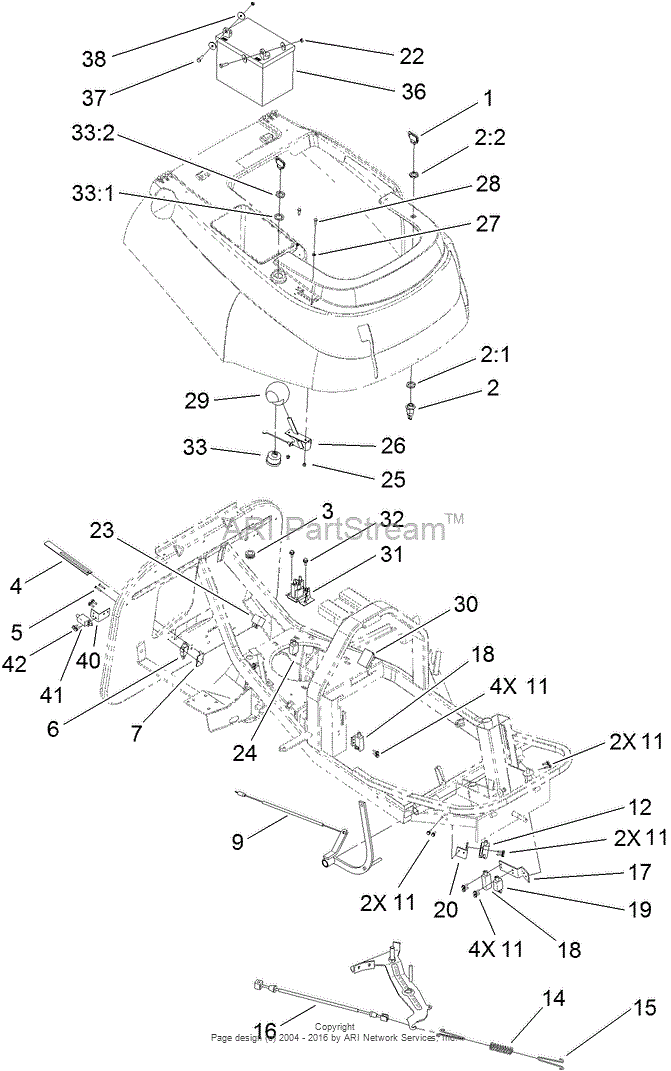 Toro 70186, H132 Rear-Engine Riding Mower, 2011 (SN 311000001-311999999 ...