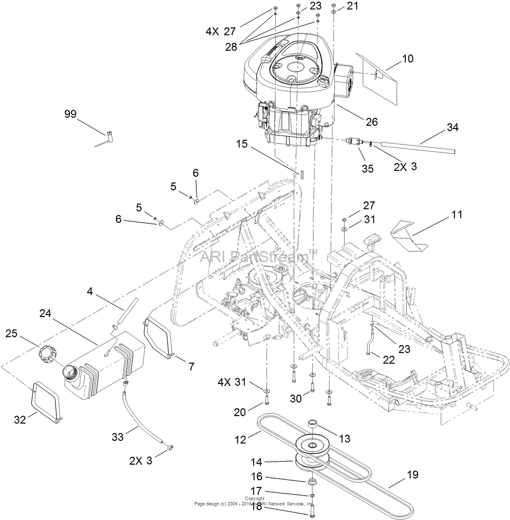 Toro 70186, H132 Rear-Engine Riding Mower, 2011 (SN 311000001-311999999 ...