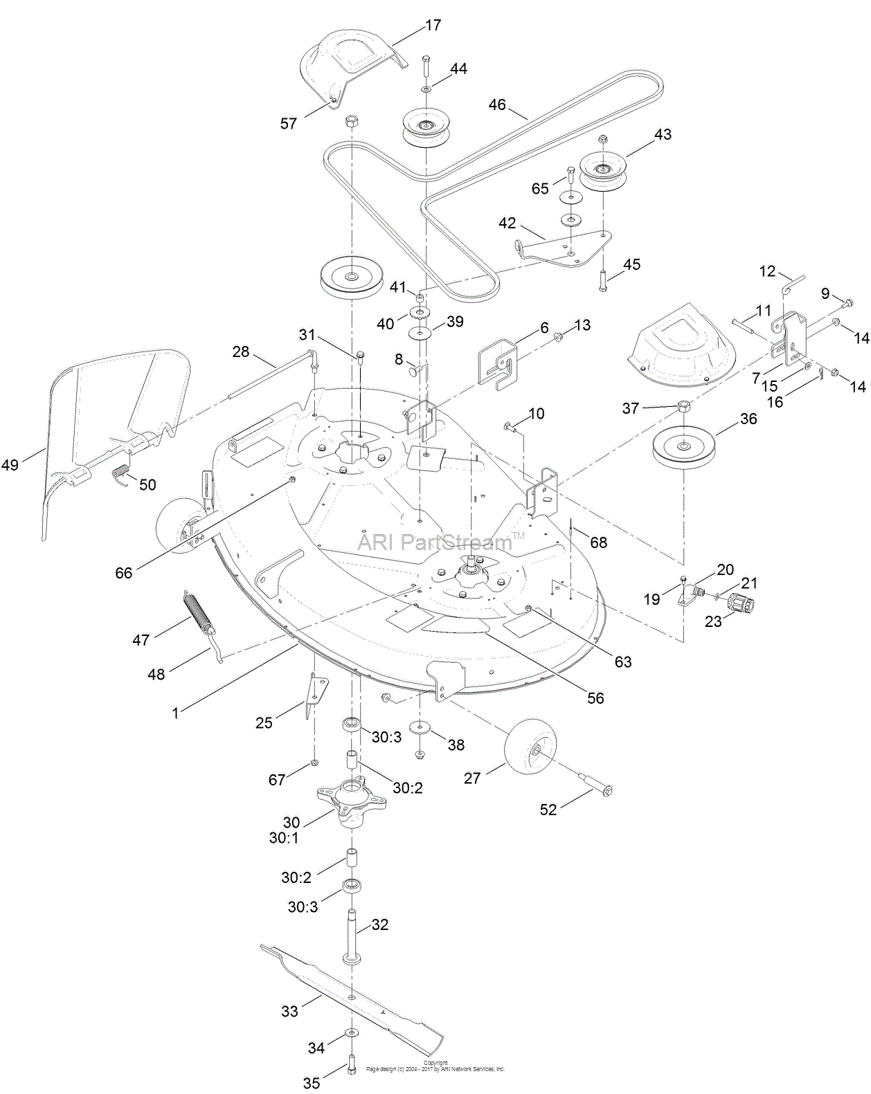 Toro 74721 TimeCutter SS 4225 Riding Mower SN 400000000 999999999 Parts Diagram for 42 INCH DECK ASSEMBLY