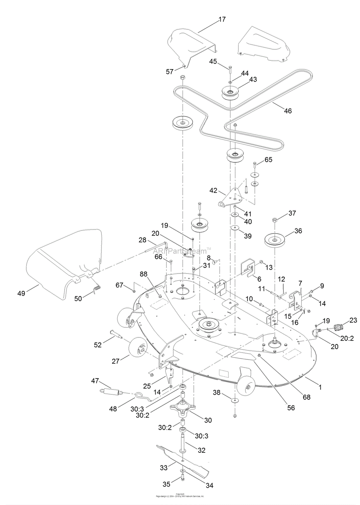 Toro 74731, TimeCutter SS 5000 Riding Mower, (SN 401400000999999999) Parts Diagram for 50 INCH