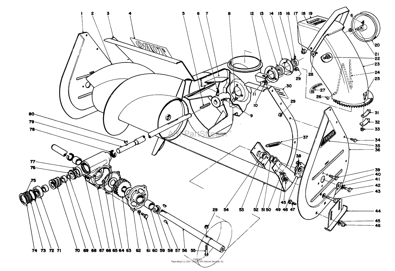 Toro 31763, 726 Snowthrower, 1973 (SN 3000001-3999999) Parts Diagram