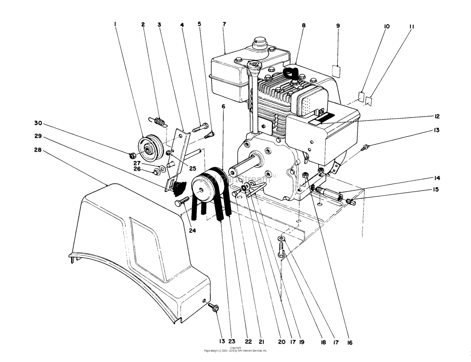 Toro 38052 521 Snowthrower 1993 Sn 39000001 39999999 Parts Diagram For Engine Assembly 5623