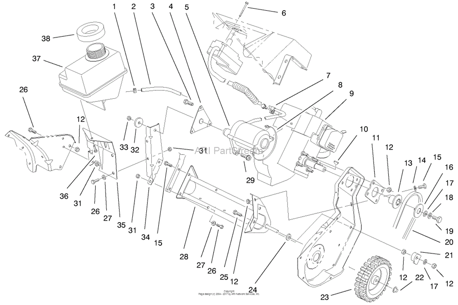 Toro 38400, CCR 1000 Snowthrower, 1999 (SN 99000001-99999999) Parts ...