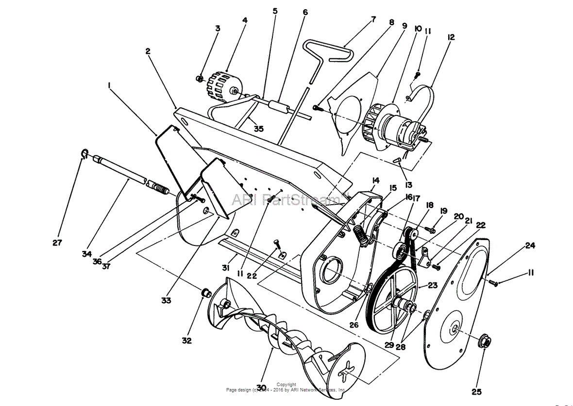 Toro 38005, 1200 Power Curve Snowthrower, 1992 (SN 2000001-2999999 ...