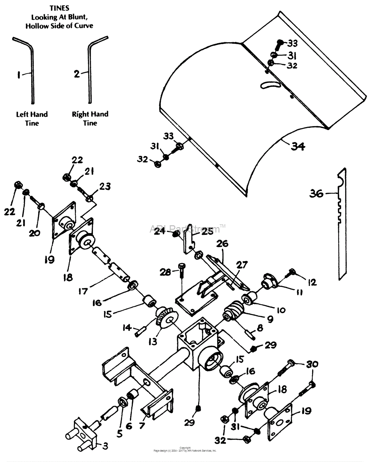 Toro 04-16TB01, 15" Tiller, 1987 Parts Diagram for PARTS LIST FOR WALK