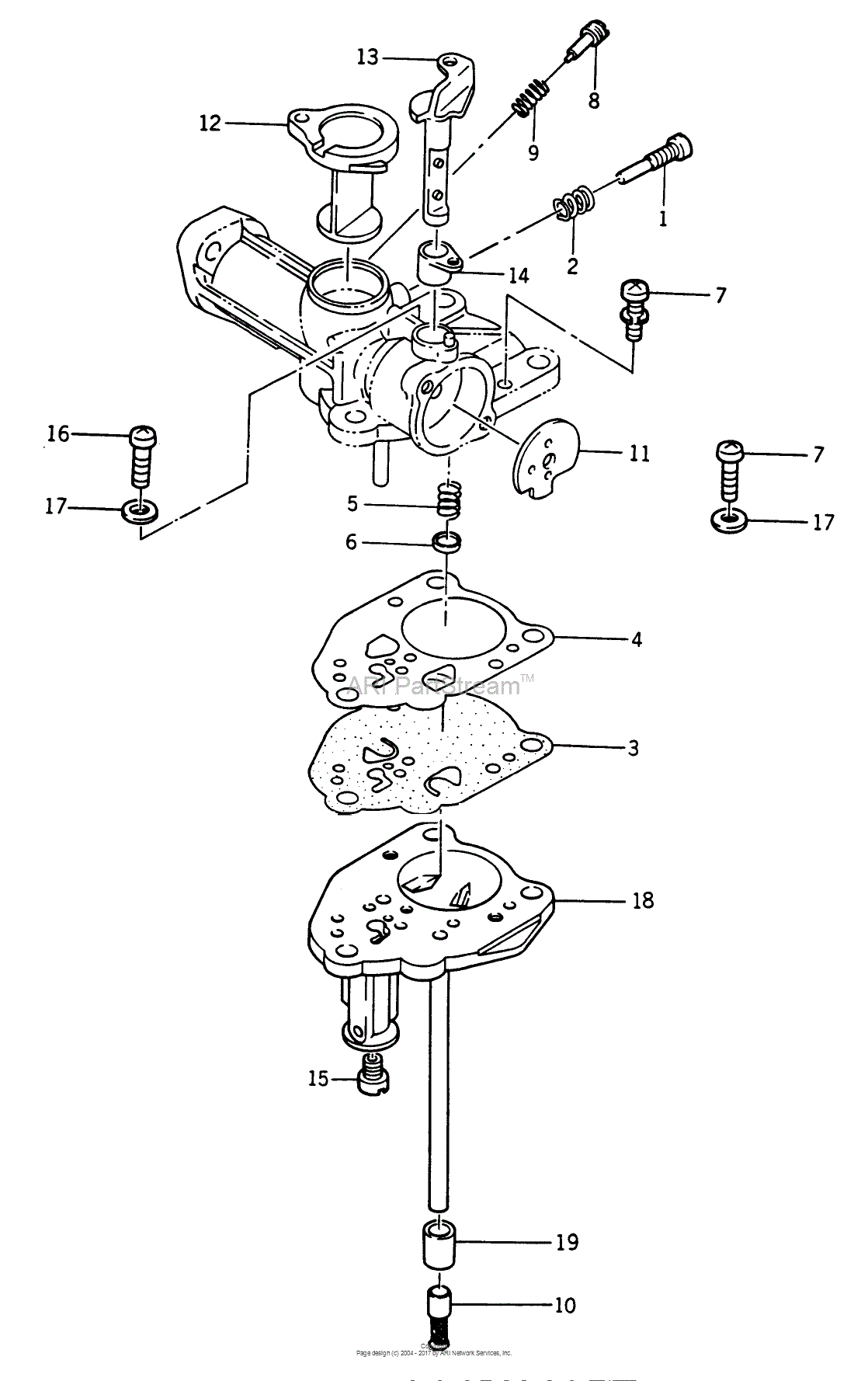 Toro 04-16TK01, Tiller, Parts Diagram CARBURETOR-KAWASAKI FA130