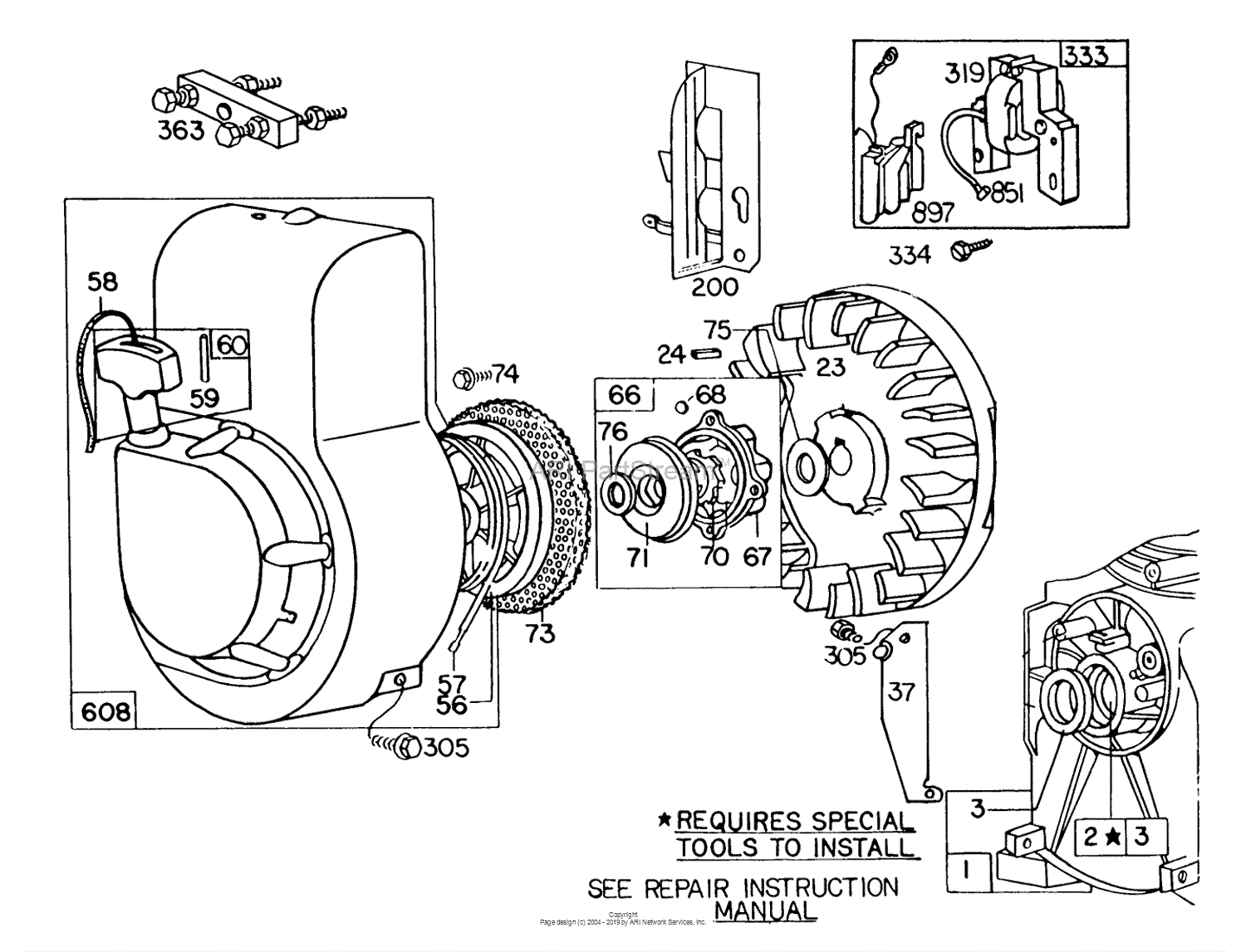 Toro 58050, 22 Tiller, 1983 (SN 3000001-3999999) Parts Diagram for ENGINE  BRIGGS & STRATTON MODEL 80202-1651-01