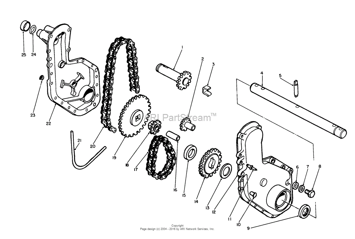 Toro 58150, 18 Tiller, 1983 (SN 3000001-3999999) Parts Diagram for CHAIN  CASE ASSEMBLY NO. 48-1250