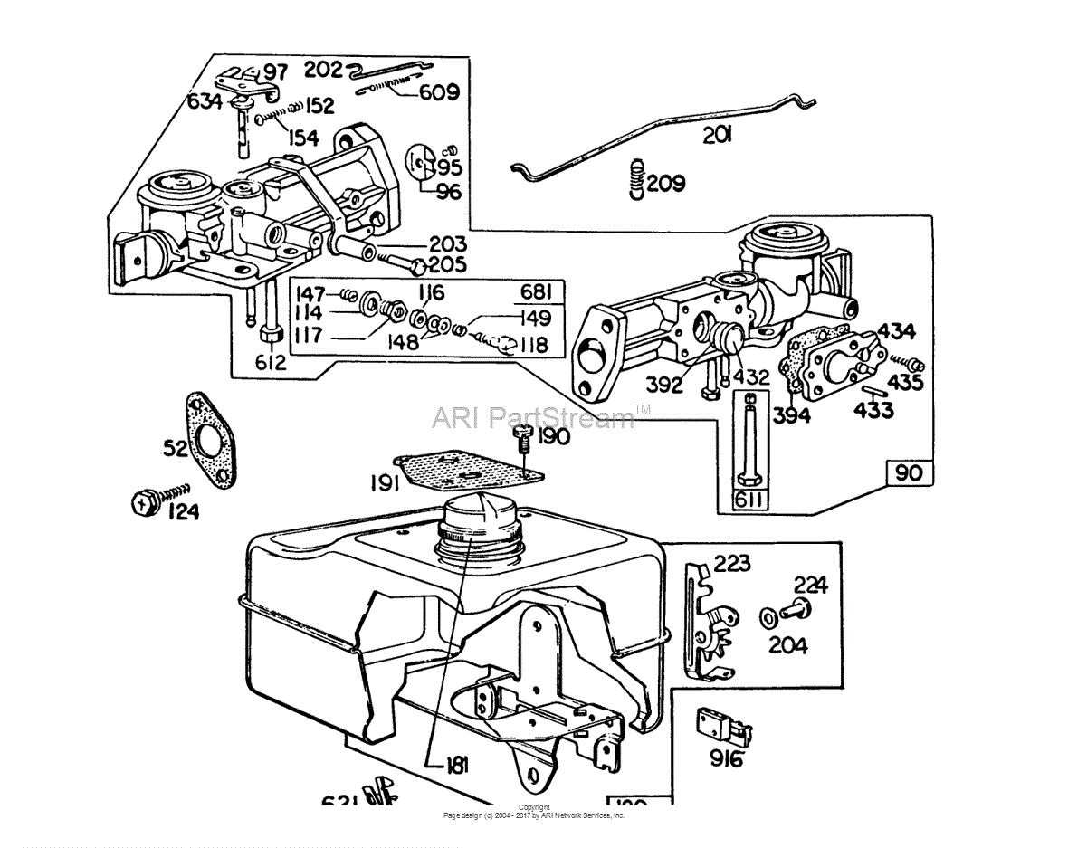 Toro 58336, 22 Tiller, 1982 (SN 2000001-2999999) Parts Diagram for ENGINE  BRIGGS & STRATTON MODEL 112202-0135-01