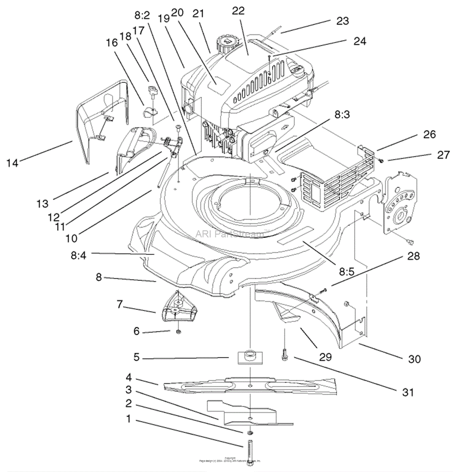 Toro 20010, Recycler Mower, R-21P, 2001 (SN 210000001-210999999) Parts ...