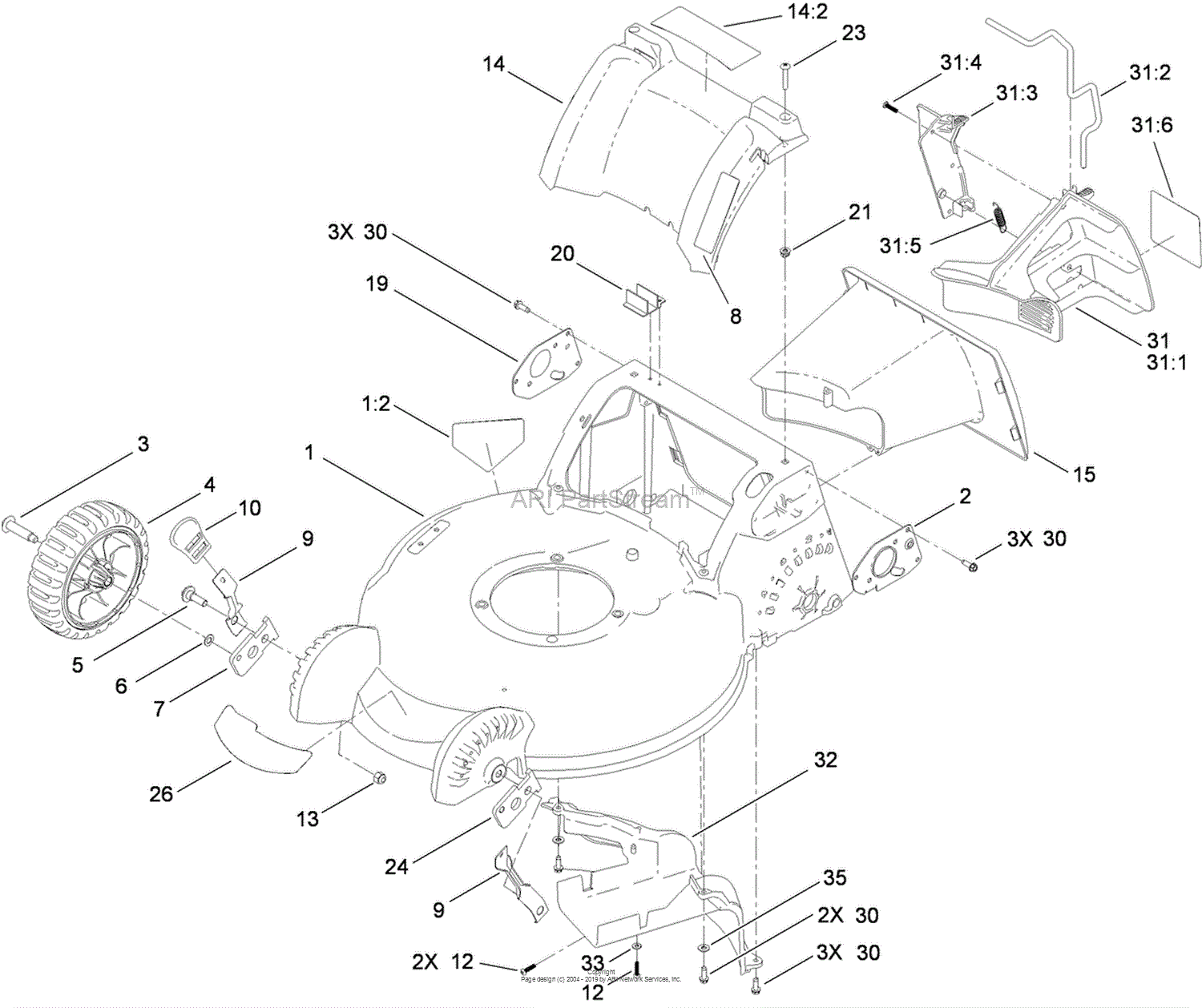 Toro 20899, 53cm Super Bagger Lawn Mower, 2014 (SN 314000001-314999999 ...