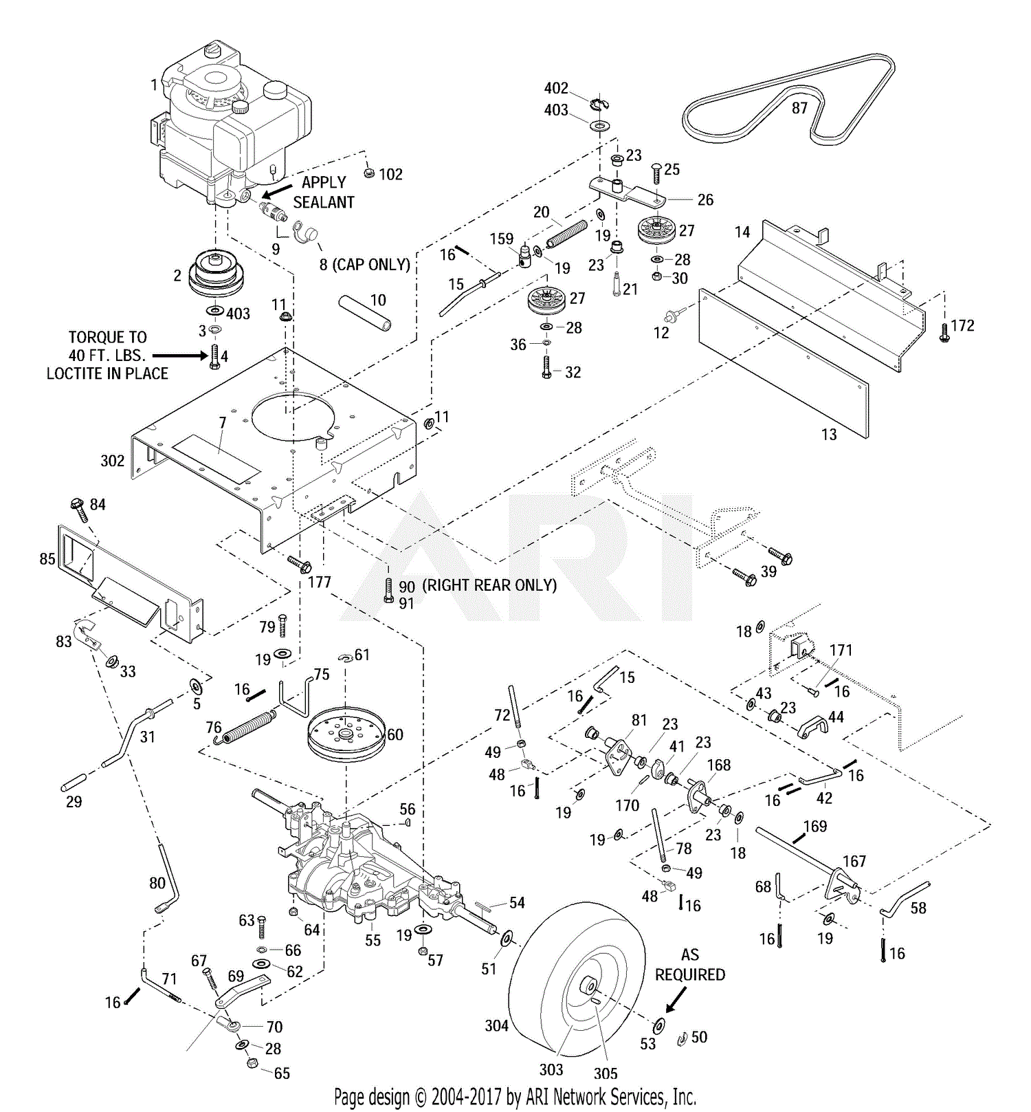 Troy Bilt 12a-753b063 9hp 33 Cut (2002) Parts Diagram For Drive Assembly