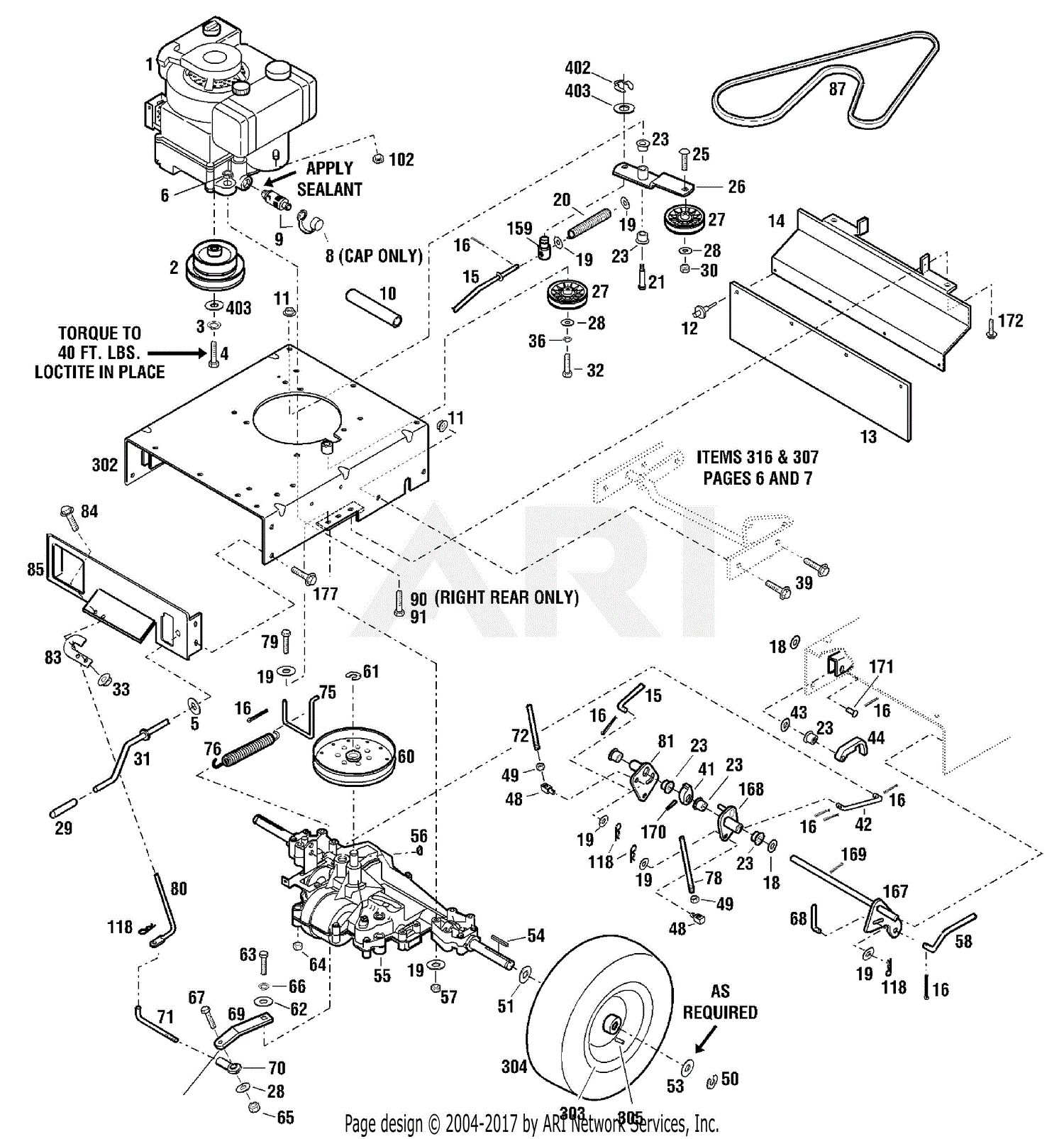 Troy Bilt 12AF753B063 (2003) Parts Diagram for Drive Assembly