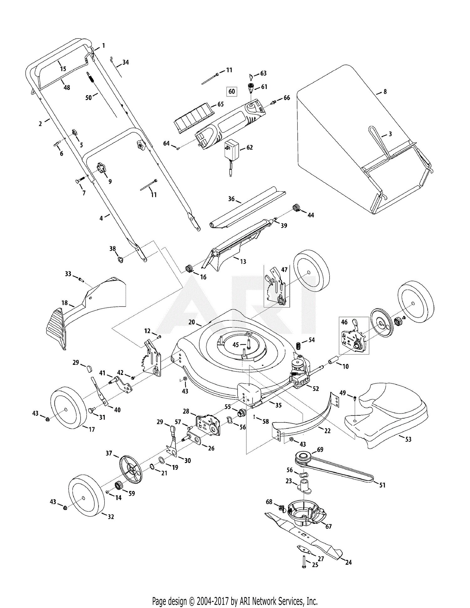 Troy Bilt 12AE449D011 (2008) Parts Diagram for General Assembly