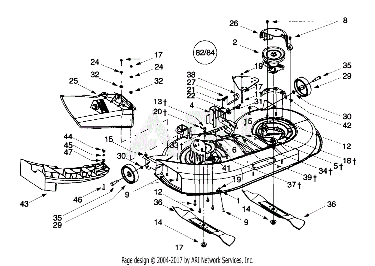 Troy Bilt 13AD609G063 (2000) Parts Diagram for Deck Assembly "G" 42 Inch
