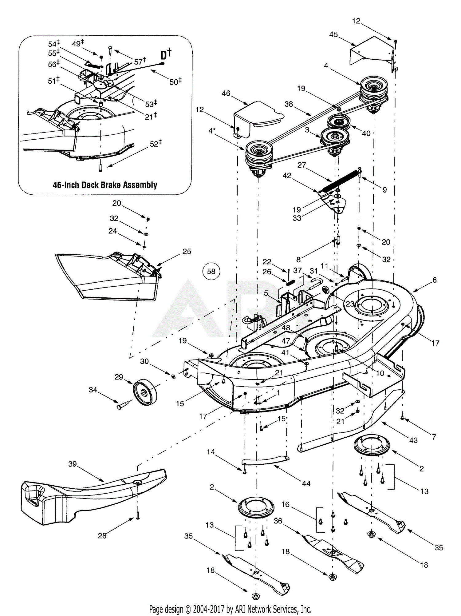 Troy Bilt 13aj609h063 2001 Parts Diagram For Deck Assembly H