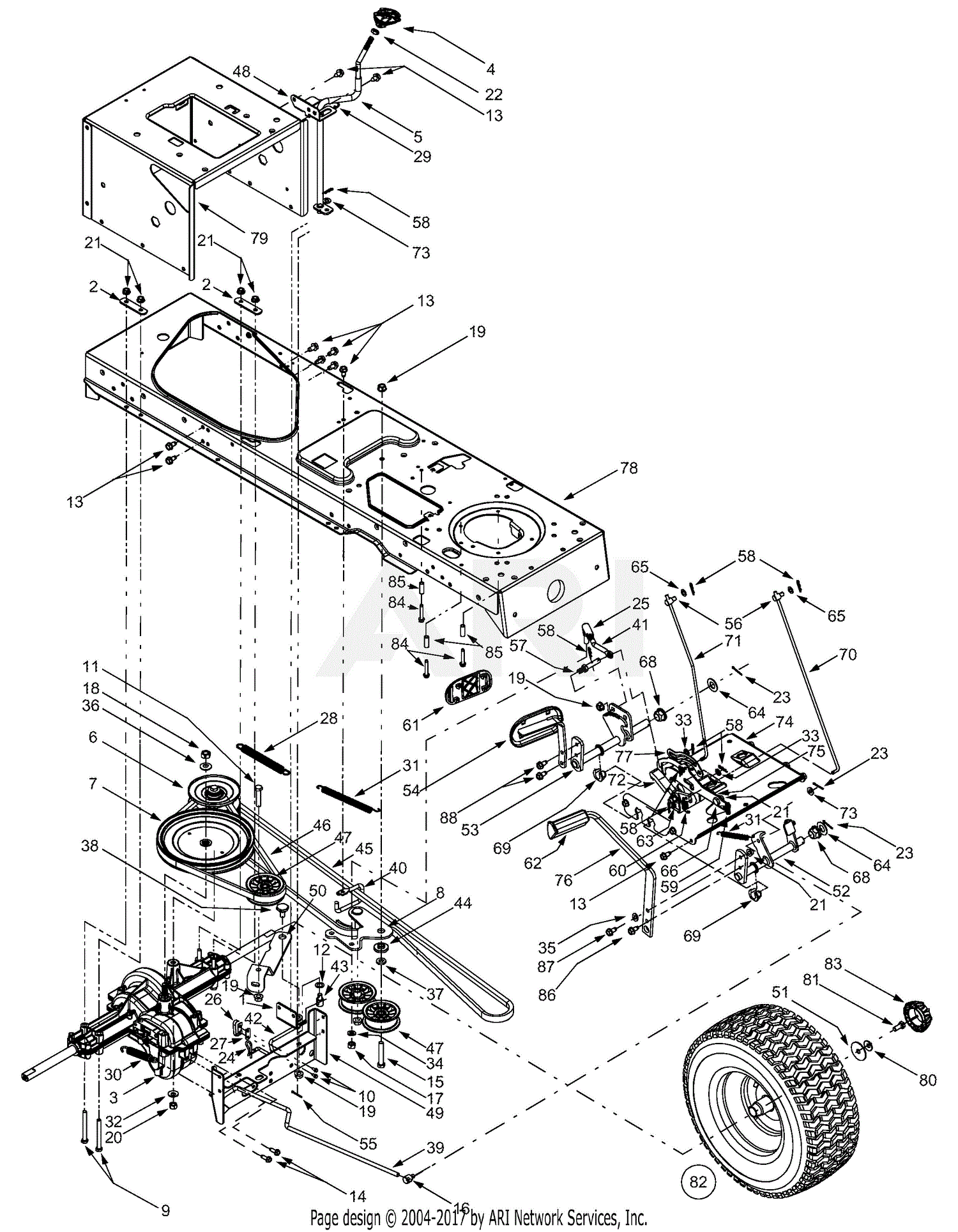 Troy Bilt 13AX609G063 (2001) Parts Diagram for Front Drive & Wheel ...