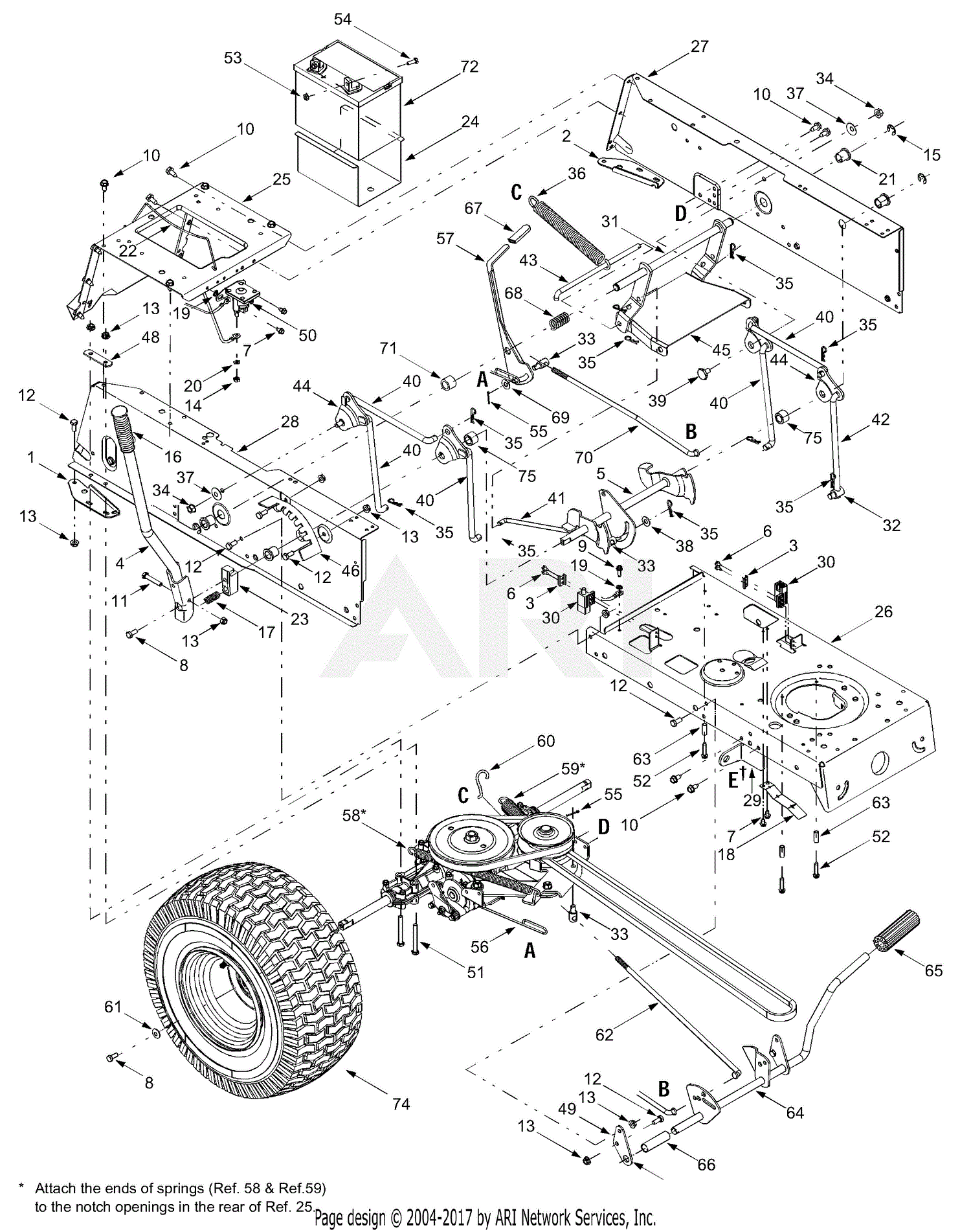 Troy Bilt 13AJ689G766 Tuffy (2004) Parts Diagram for Drive, Controls