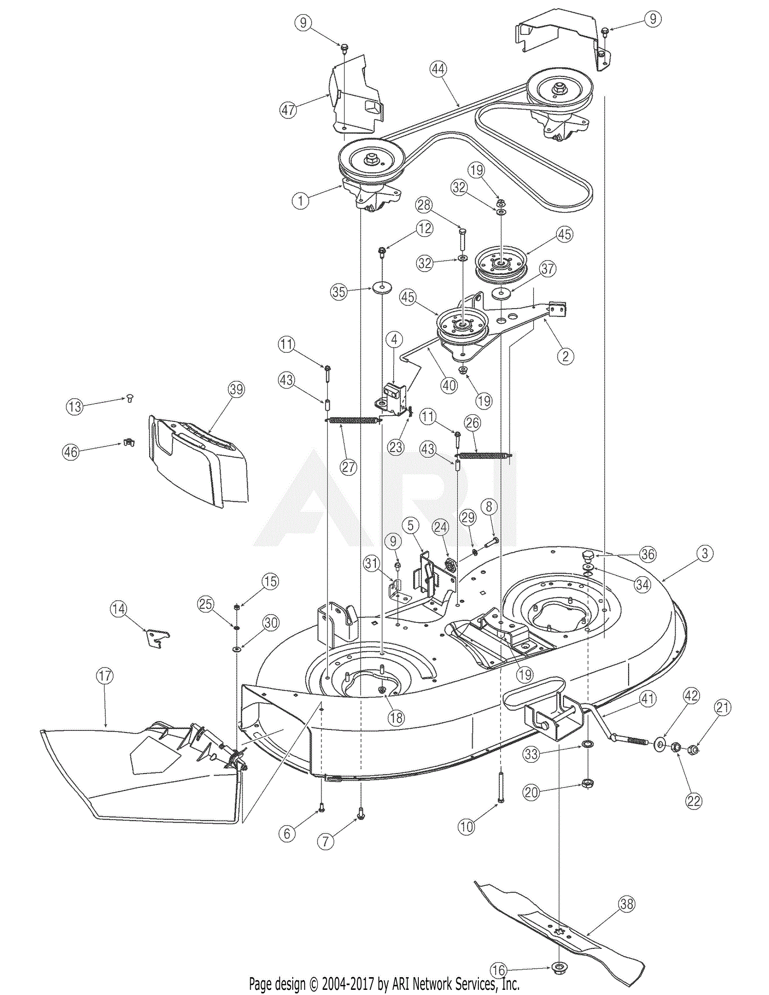 Troy Bilt 13AN77TG766 Pony (2006) Parts Diagram for Deck Assembly