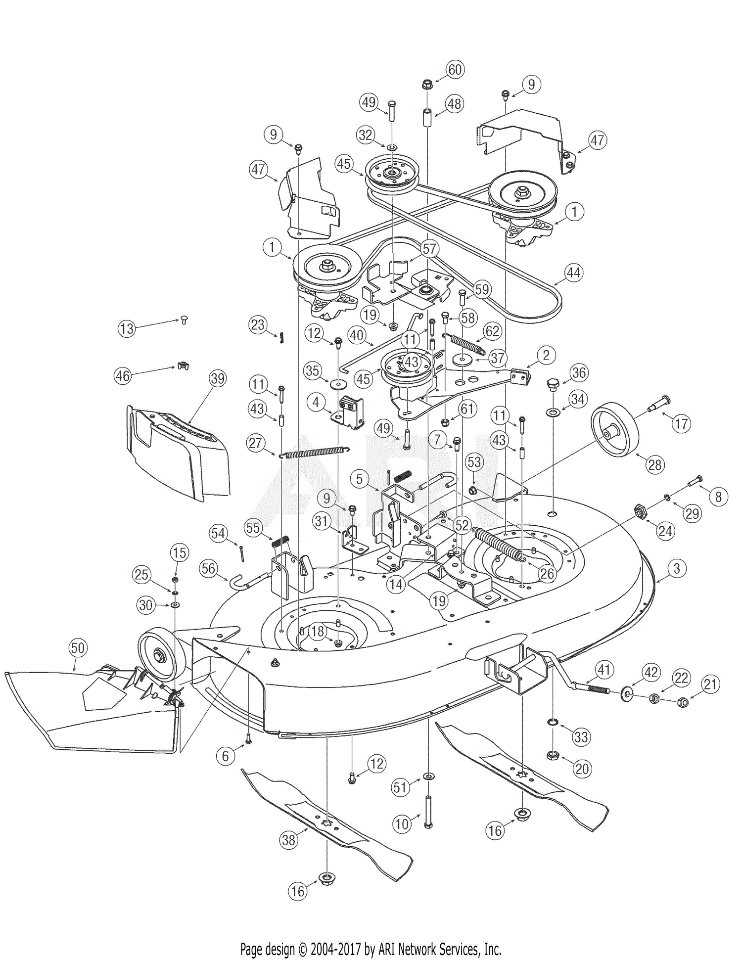 Troy Bilt 13AX60TG766 Super Bronco (2006) Parts Diagram for Deck Assembly