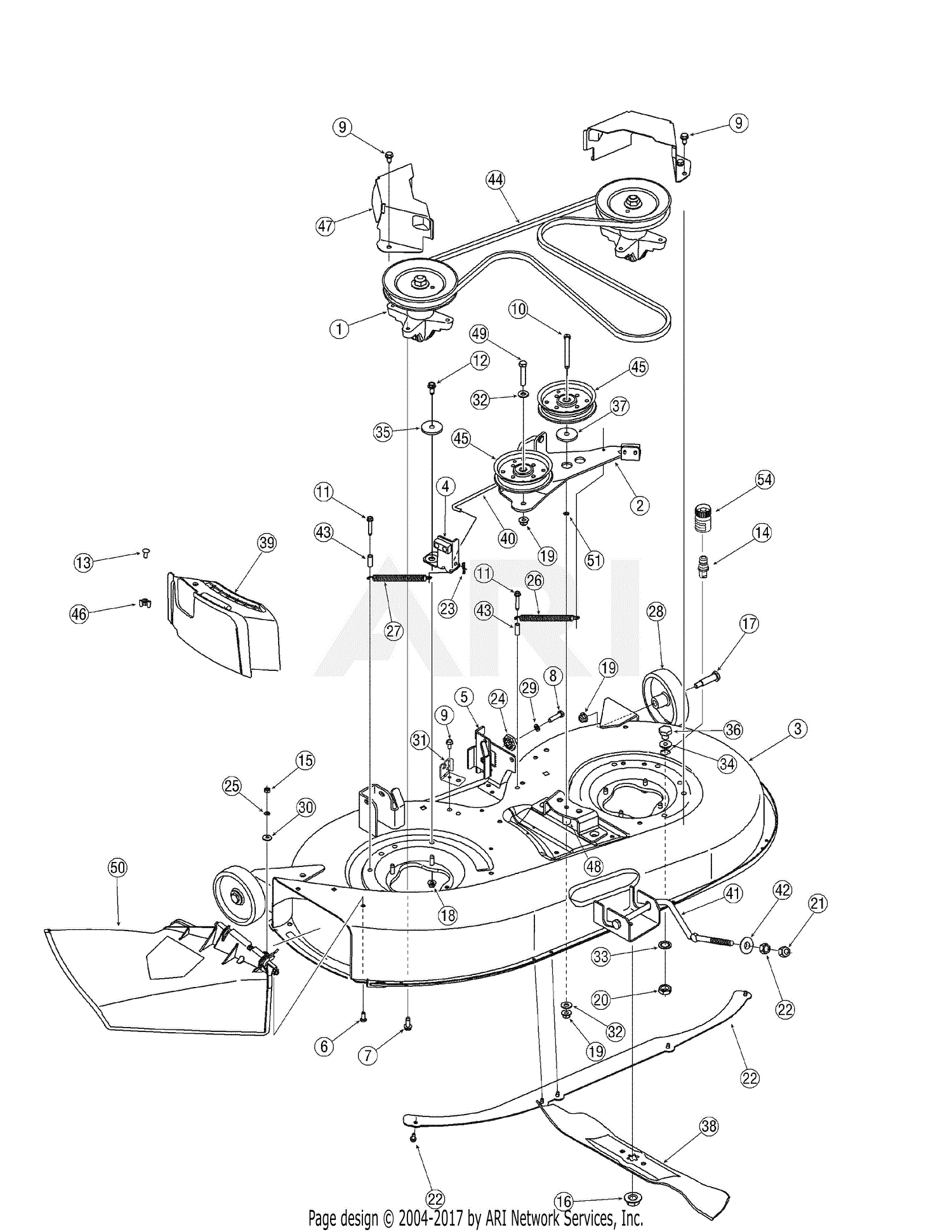 Troy Bilt 13AN77TG766 Pony (2007) Parts Diagram for Deck Assembly 42 Inch