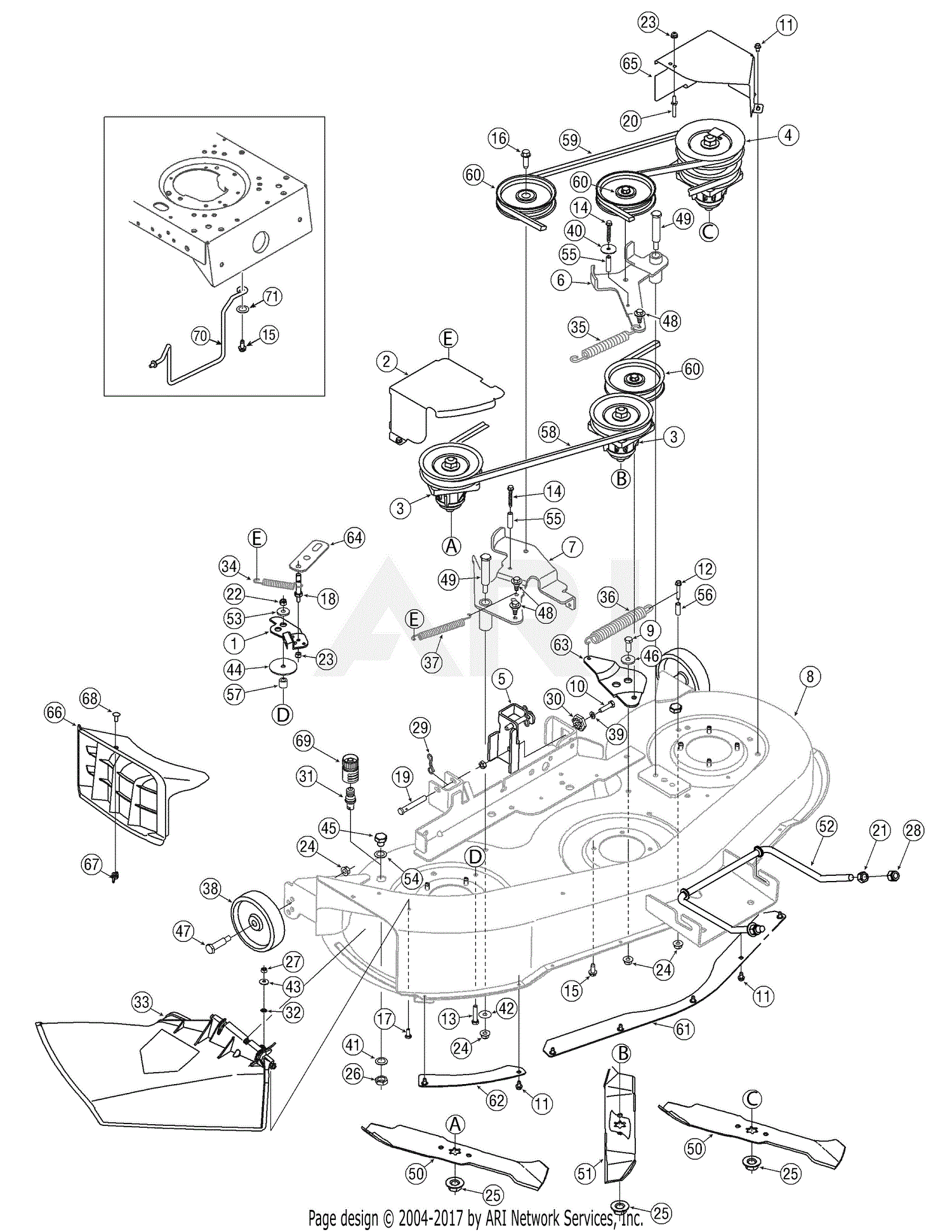 Troy Bilt 13AX60TH711 Range Rider (2007) Parts Diagram for Deck ...