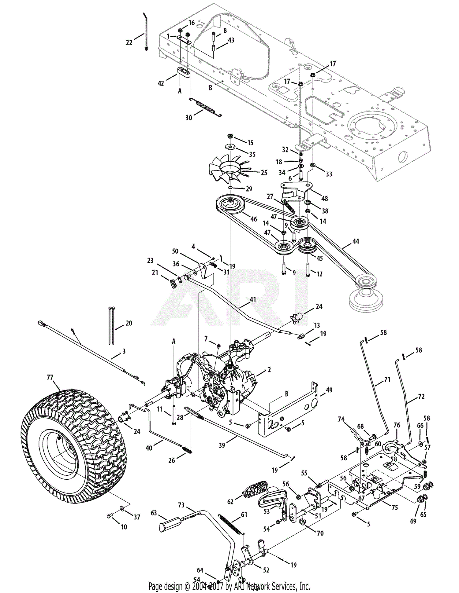 Troy Bilt 13AX61KG011 Range Rider (2008) Parts Diagram for Drive System