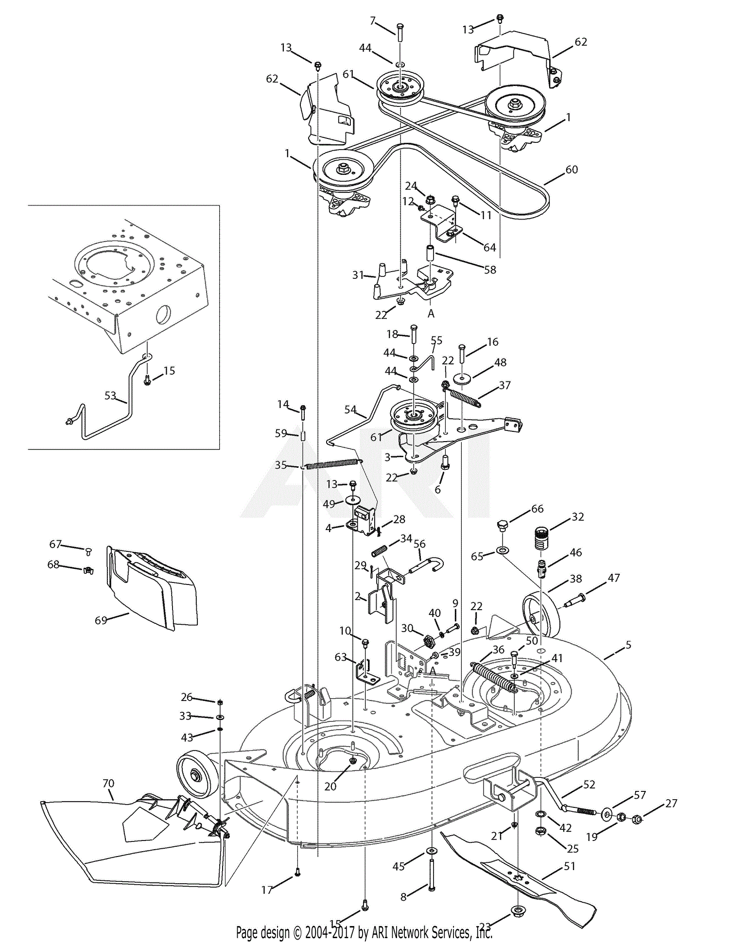 Troy Bilt 13AV60KG011 Bronco (2008) Parts Diagram for Mowing Deck 42