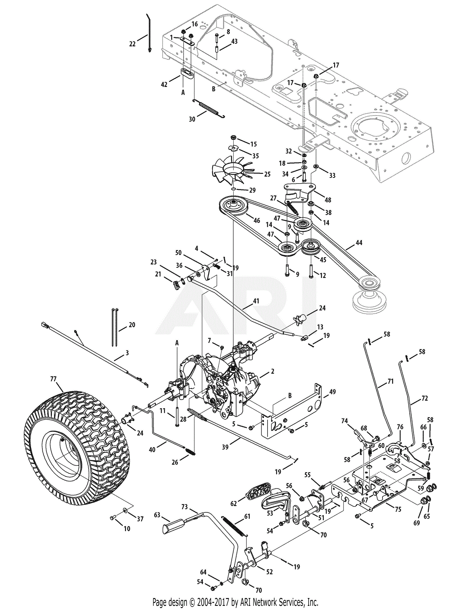 Troy Bilt 13AP61KP011 Horse (2009) Parts Diagram for Drive System