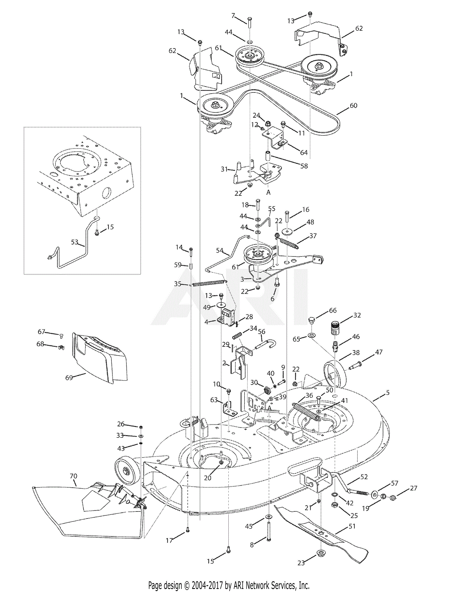 Troy Bilt 13AV60KG011 Bronco (2009) Parts Diagram for Mowing Deck 42 Inch
