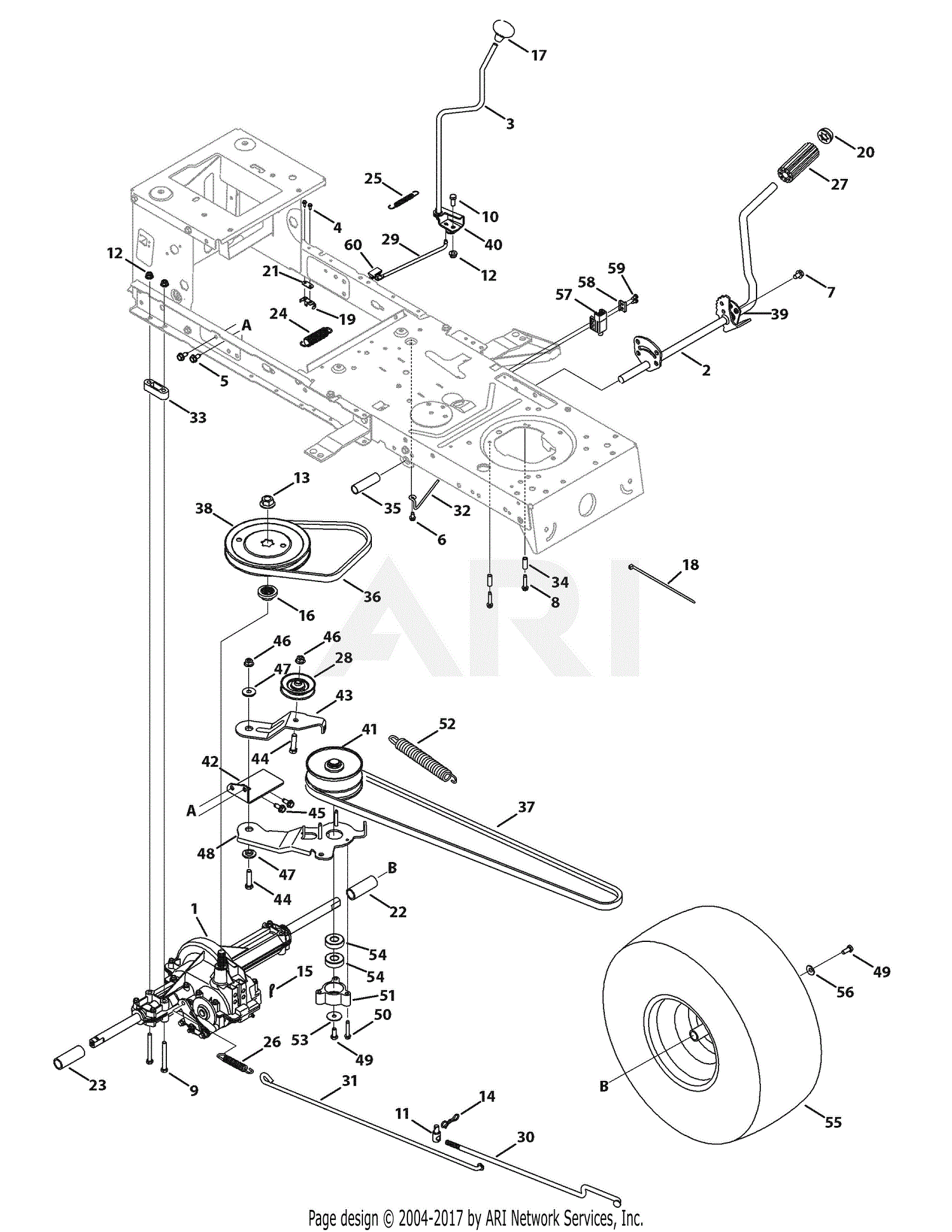 Troy Bilt 13AN77KS011 Pony (2010) Parts Diagram for Drive & Transmission