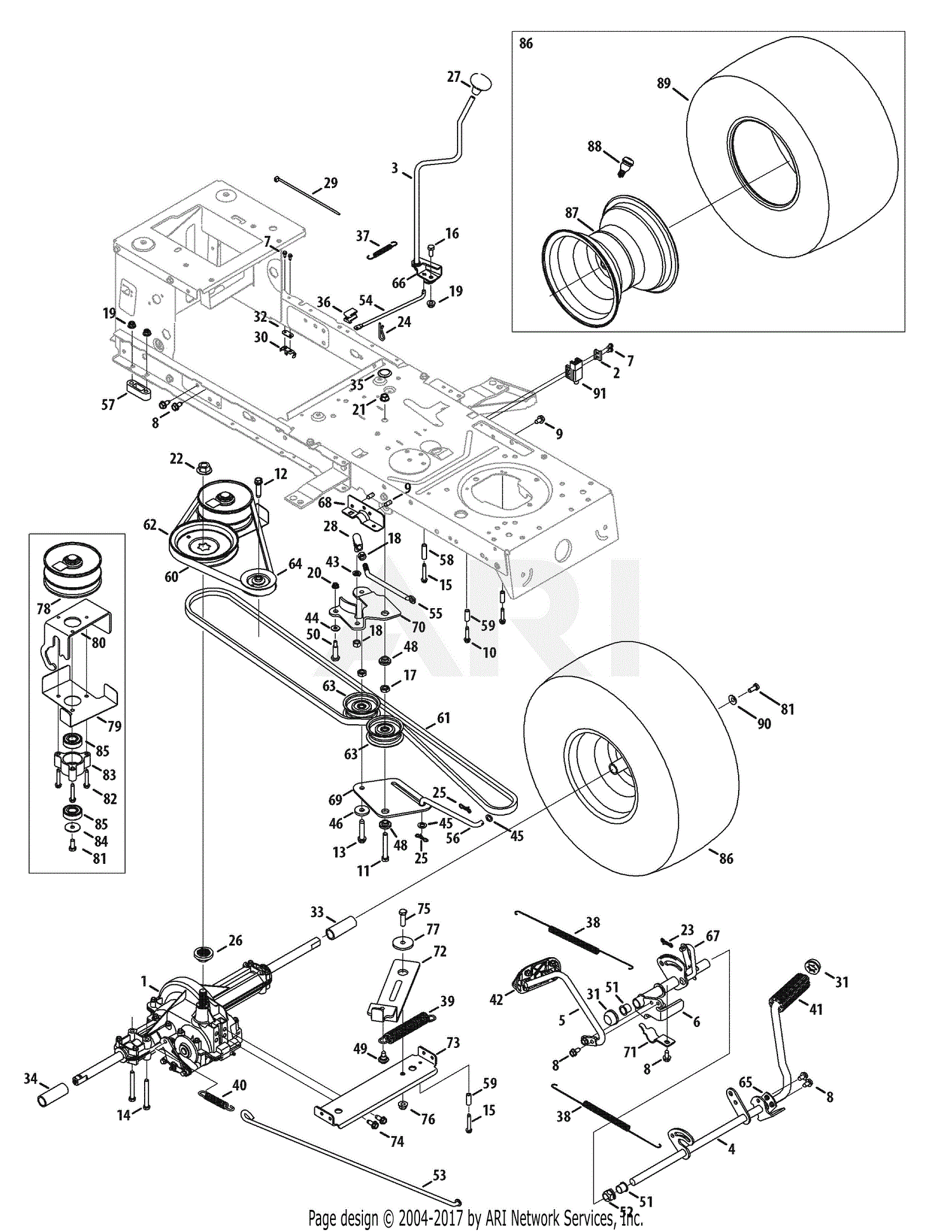 Troy Bilt 13WX78KS011 Bronco (2010) Parts Diagram for Drive & Transmission