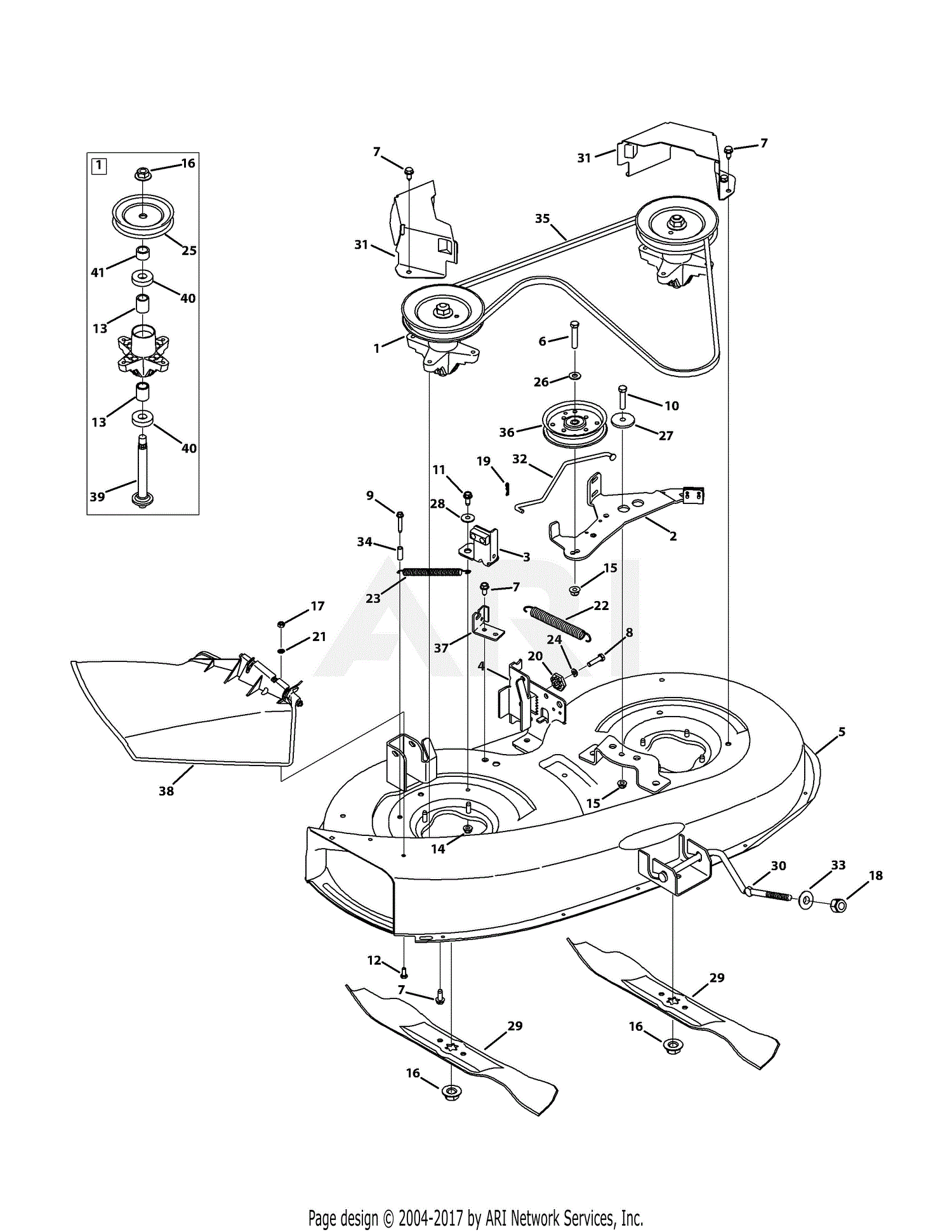 Troy Bilt 13AV77KF066 Tuffy (2011) Parts Diagram for Mower Deck 38-Inch