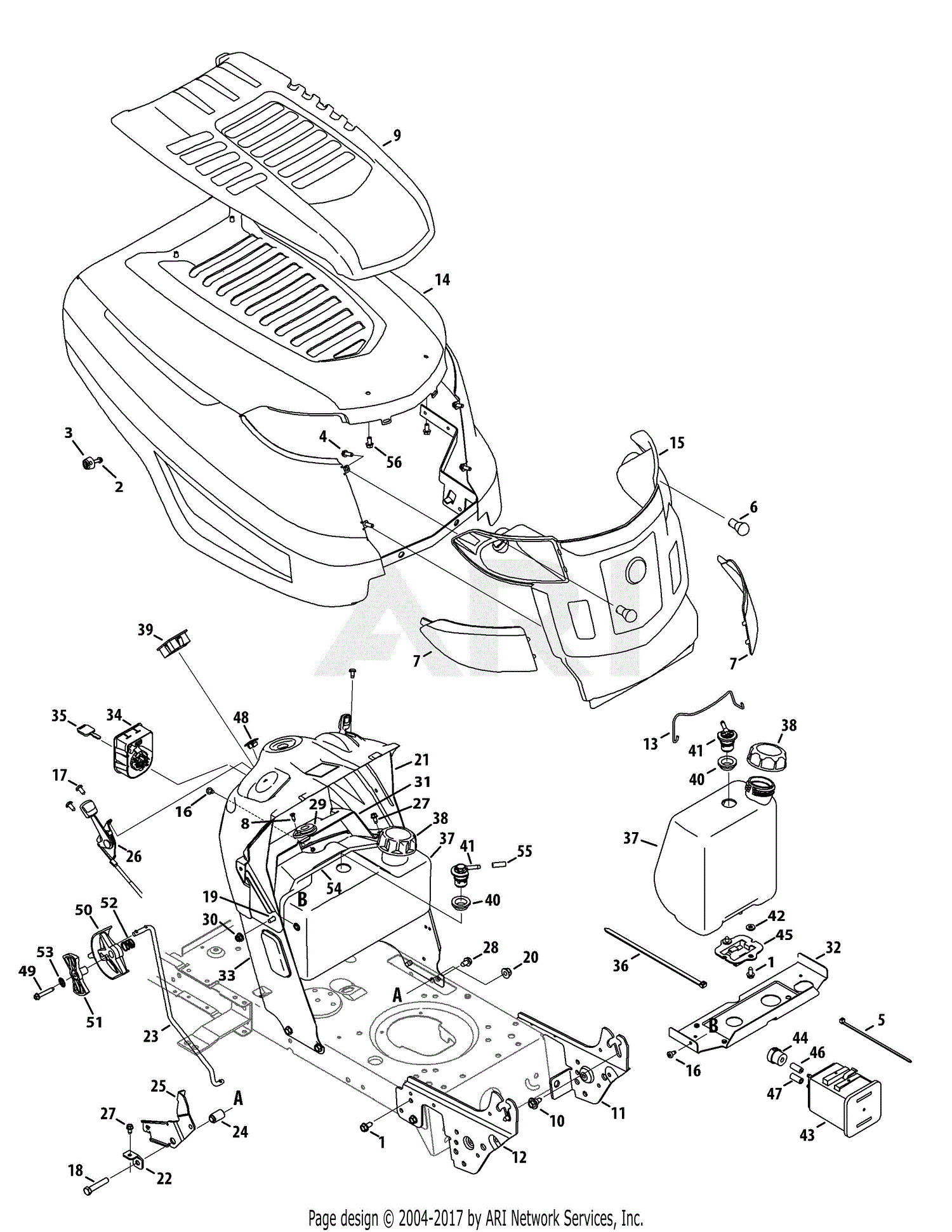 Troy Bilt 13WX79KT011 Horse (2012) Parts Diagram for Hood & Grille