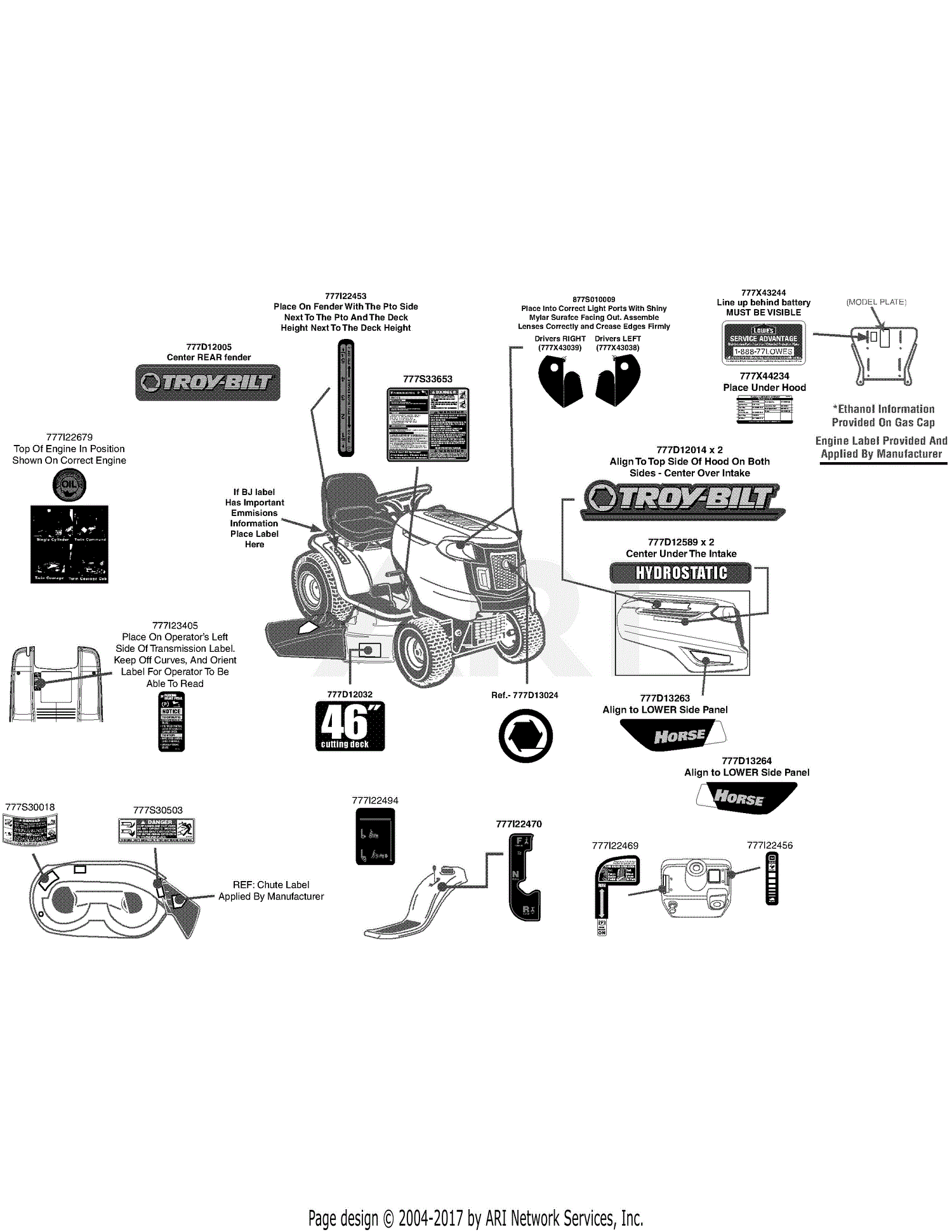 Troy Bilt 13WX79KT011 Horse (2012) Parts Diagram for Label Map