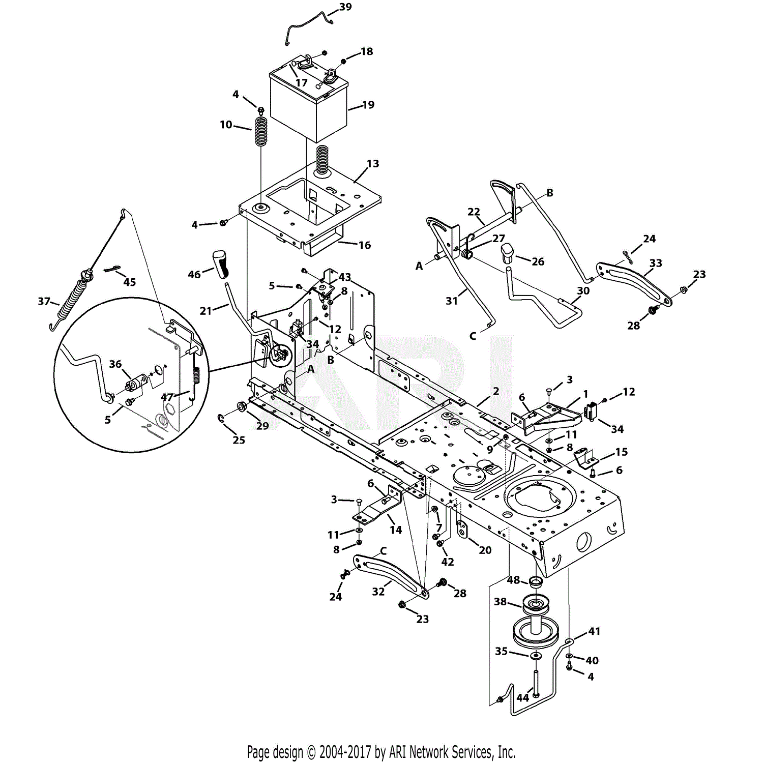 Troy Bilt 13A279KS066 Super Bronco (2013) Parts Diagram for Frame & PTO ...