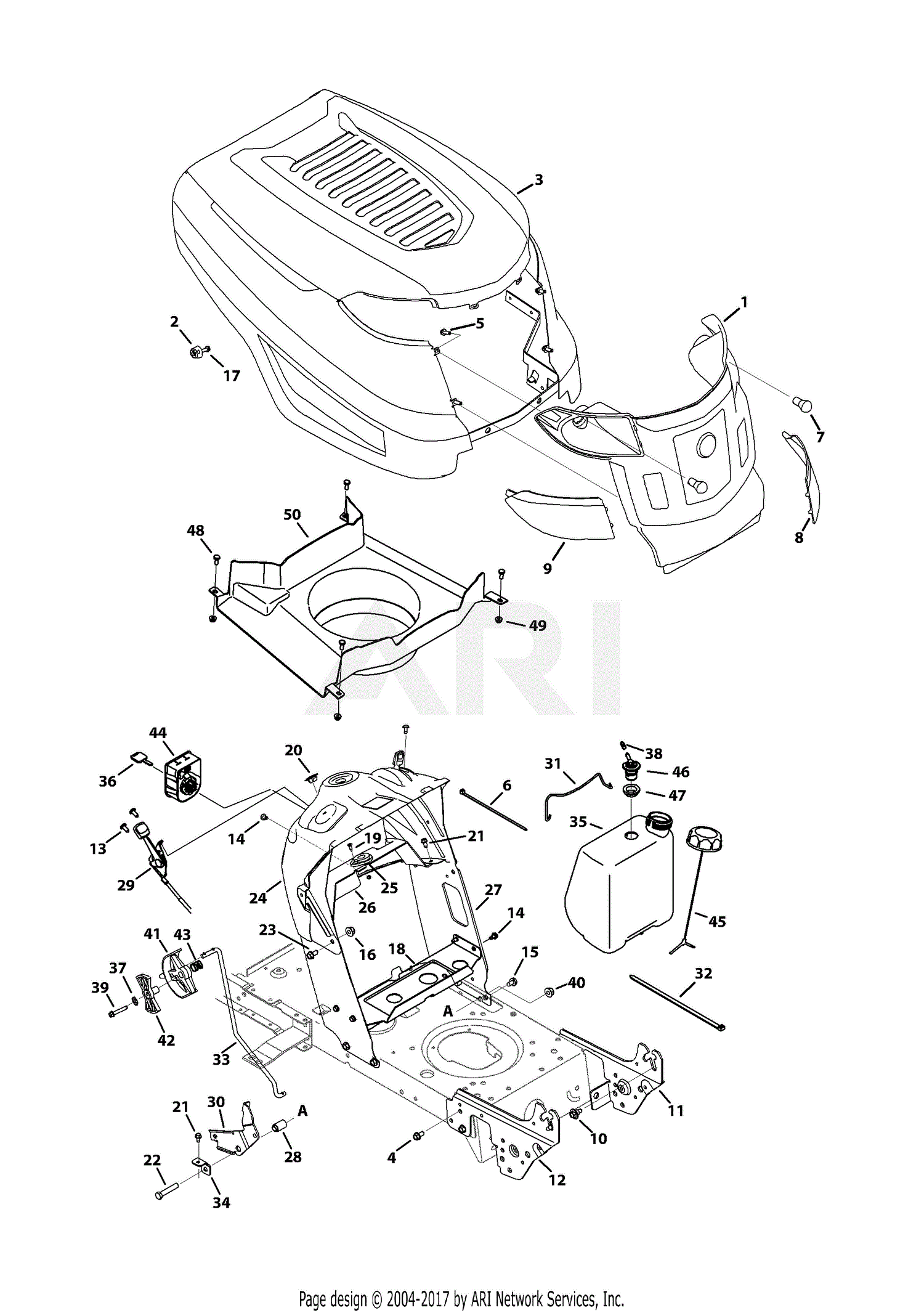 Troy Bilt 13A279KS066 Super Bronco (2013) Parts Diagram for Hood